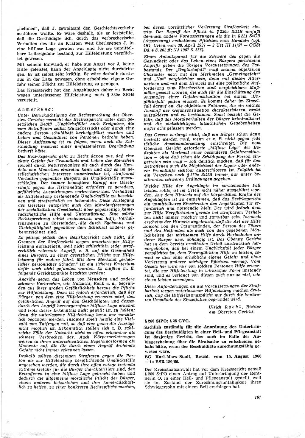 Neue Justiz (NJ), Zeitschrift für Recht und Rechtswissenschaft [Deutsche Demokratische Republik (DDR)], 20. Jahrgang 1966, Seite 767 (NJ DDR 1966, S. 767)