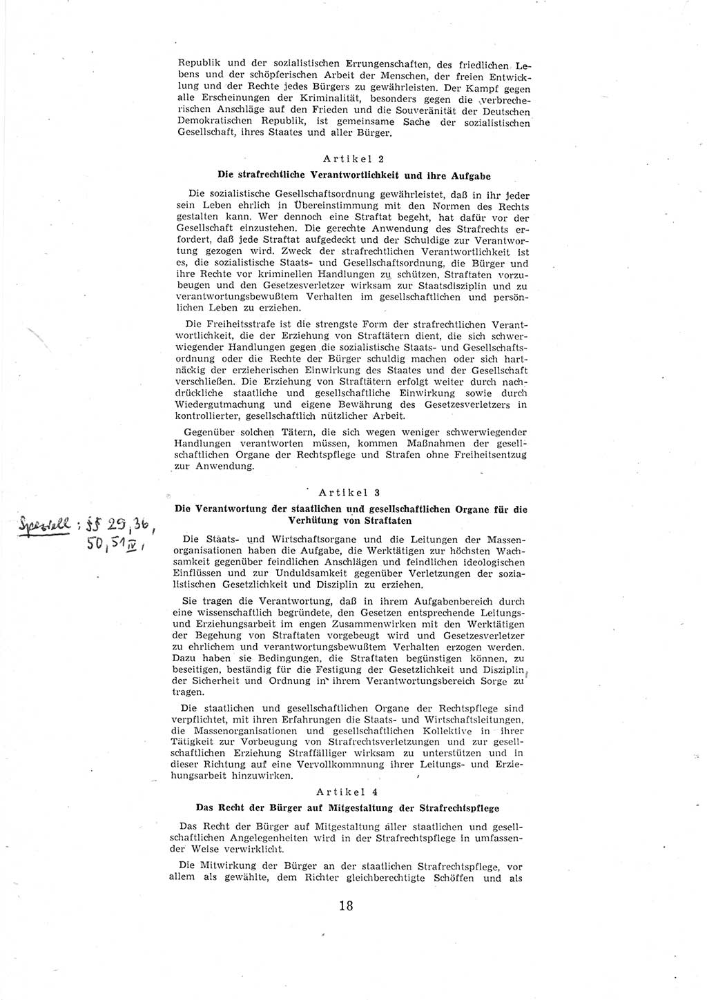Entwurf des Strafgesetzbuches (StGB) der Deutschen Demokratischen Republik (DDR) 1967, Seite 18 (Entw. StGB DDR 1967, S. 18)
