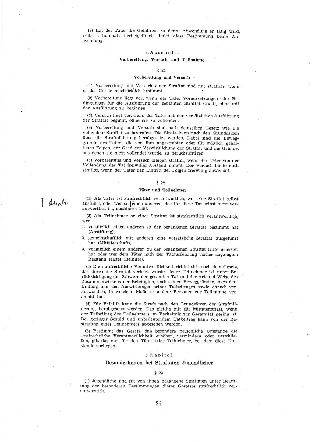 Entwurf des Strafgesetzbuches (StGB) der Deutschen Demokratischen Republik (DDR) 1967, Seite 24 (Entw. StGB DDR 1967, S. 24)