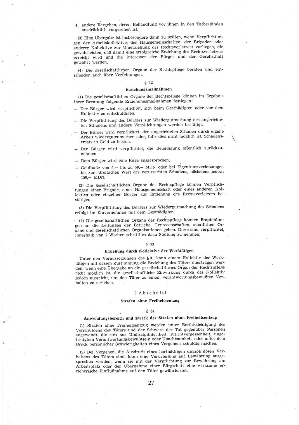 Entwurf des Strafgesetzbuches (StGB) der Deutschen Demokratischen Republik (DDR) 1967, Seite 27 (Entw. StGB DDR 1967, S. 27)