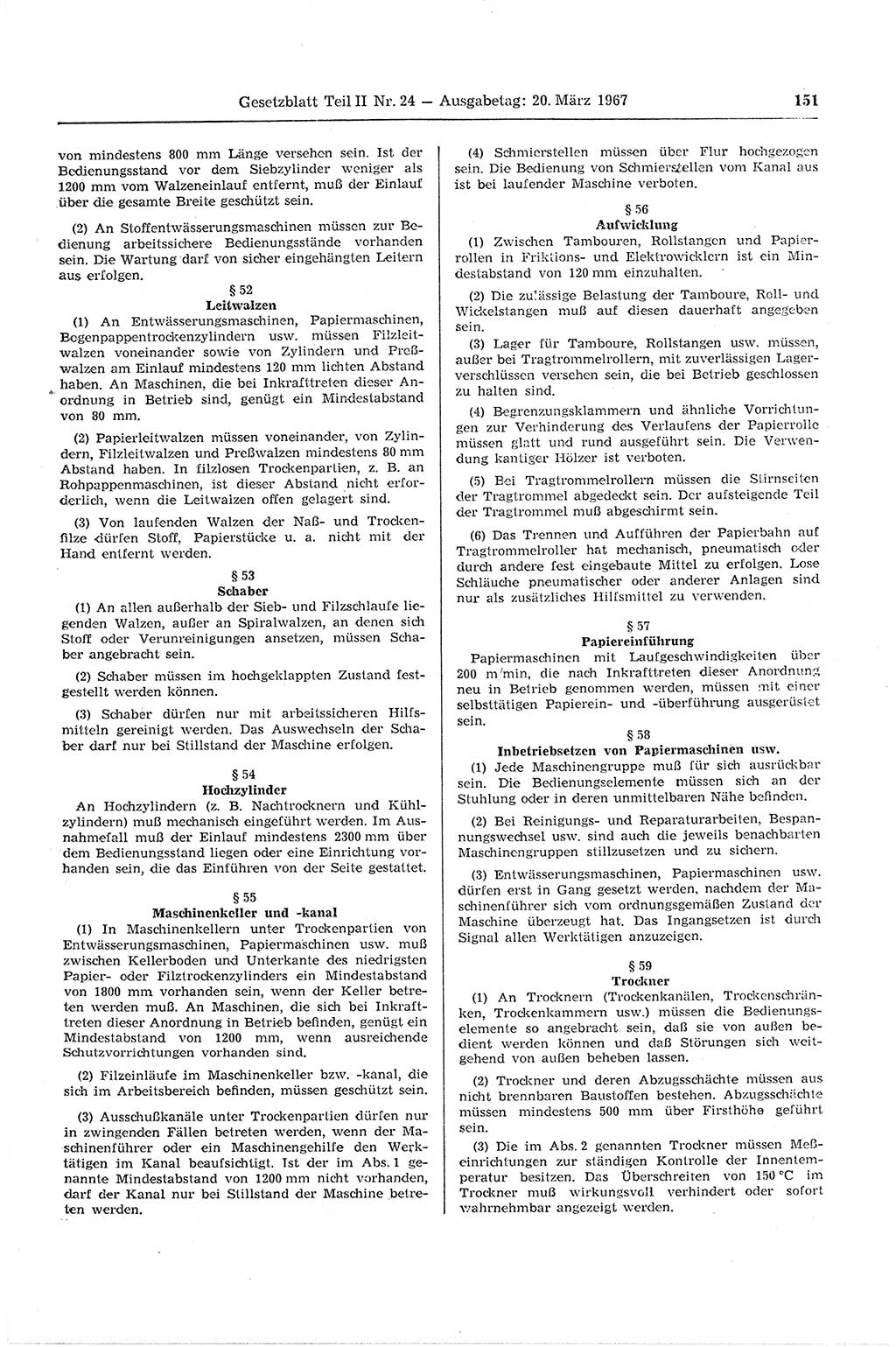 Gesetzblatt (GBl.) der Deutschen Demokratischen Republik (DDR) Teil ⅠⅠ 1967, Seite 151 (GBl. DDR ⅠⅠ 1967, S. 151)