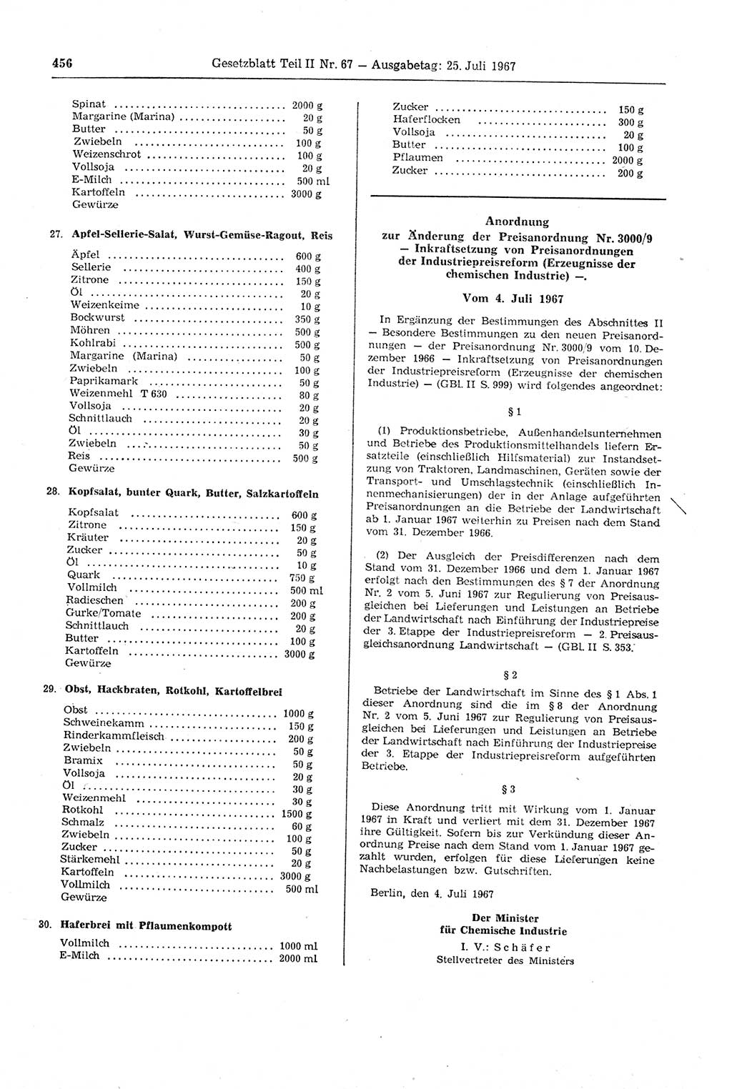 Gesetzblatt (GBl.) der Deutschen Demokratischen Republik (DDR) Teil ⅠⅠ 1967, Seite 456 (GBl. DDR ⅠⅠ 1967, S. 456)