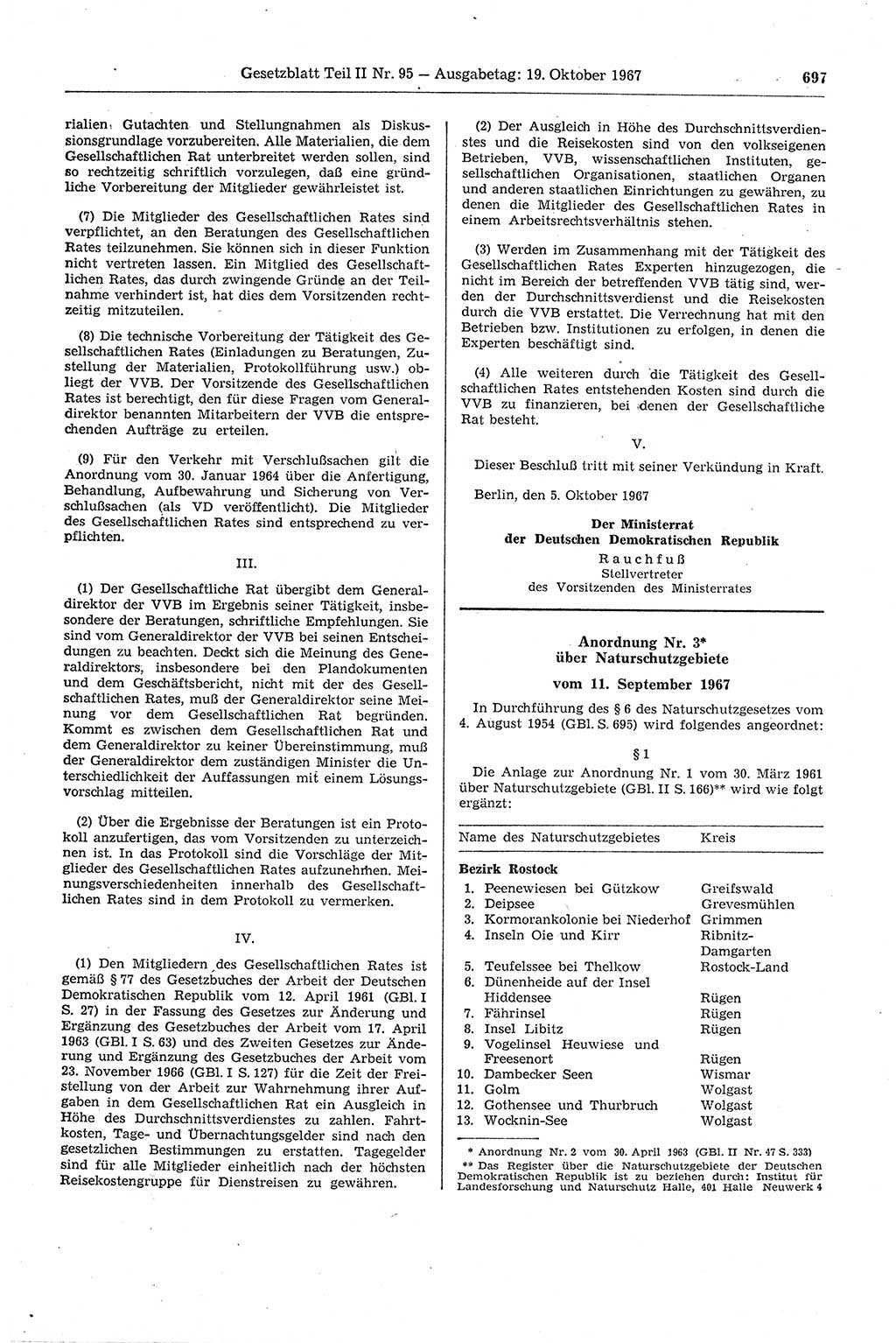 Gesetzblatt (GBl.) der Deutschen Demokratischen Republik (DDR) Teil ⅠⅠ 1967, Seite 697 (GBl. DDR ⅠⅠ 1967, S. 697)