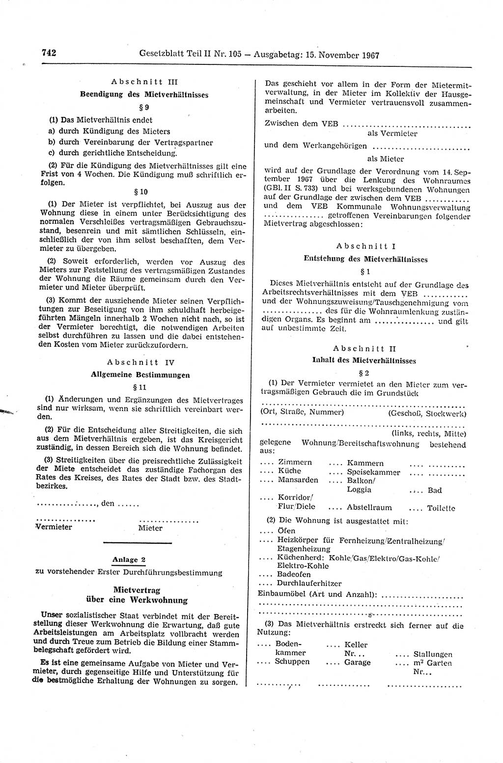 Gesetzblatt (GBl.) der Deutschen Demokratischen Republik (DDR) Teil ⅠⅠ 1967, Seite 742 (GBl. DDR ⅠⅠ 1967, S. 742)