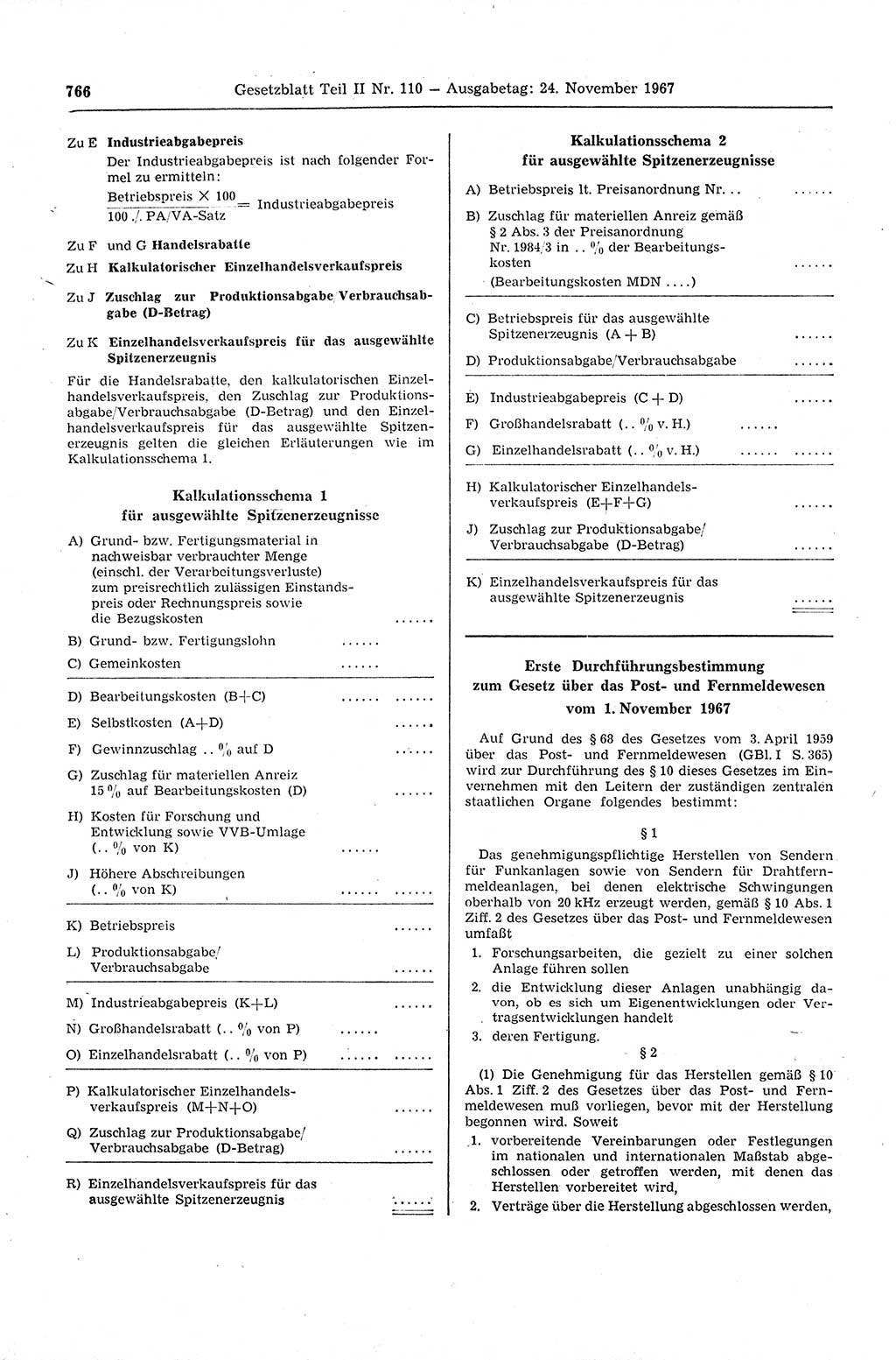 Gesetzblatt (GBl.) der Deutschen Demokratischen Republik (DDR) Teil ⅠⅠ 1967, Seite 766 (GBl. DDR ⅠⅠ 1967, S. 766)