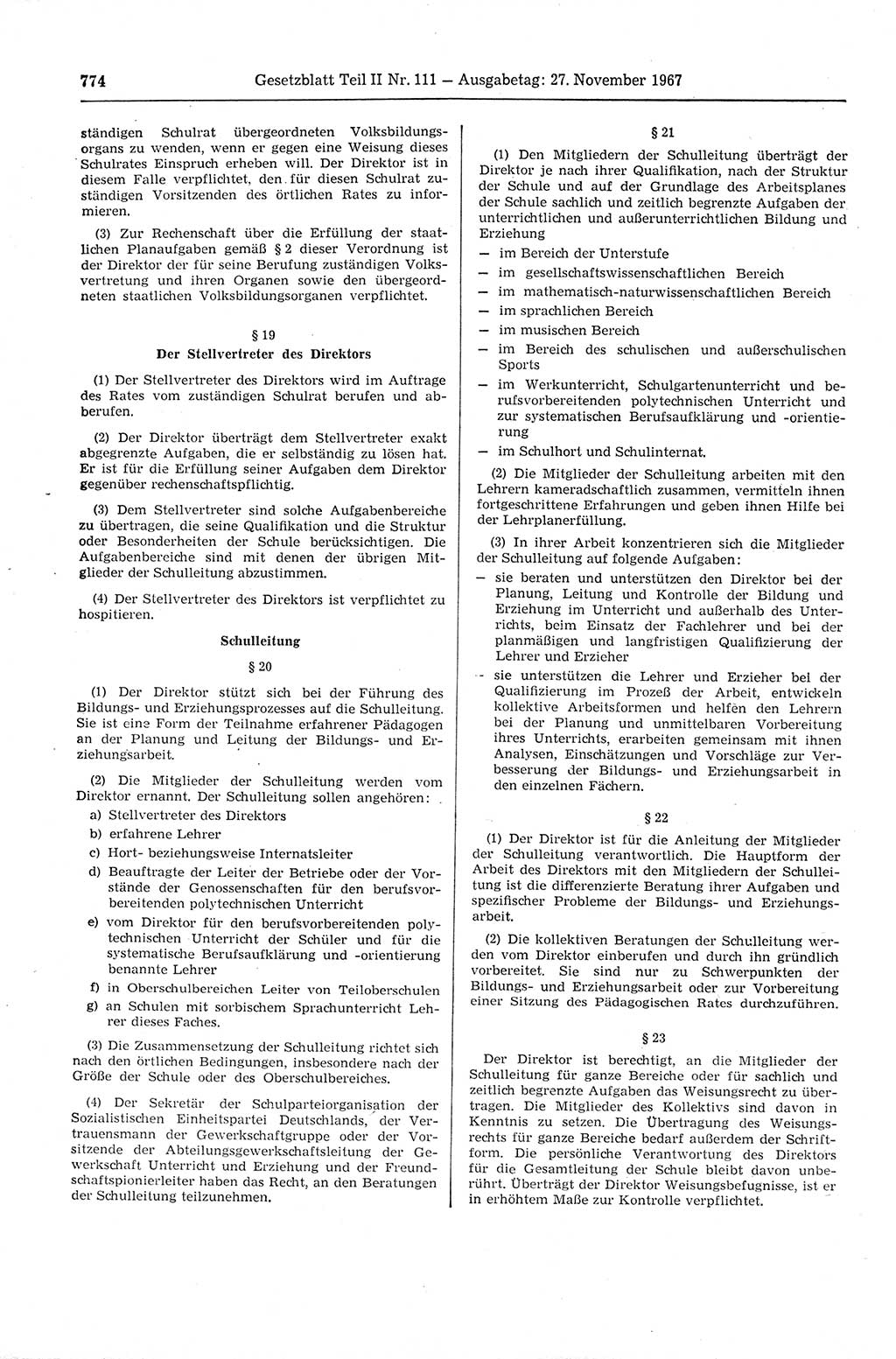 Gesetzblatt (GBl.) der Deutschen Demokratischen Republik (DDR) Teil ⅠⅠ 1967, Seite 774 (GBl. DDR ⅠⅠ 1967, S. 774)