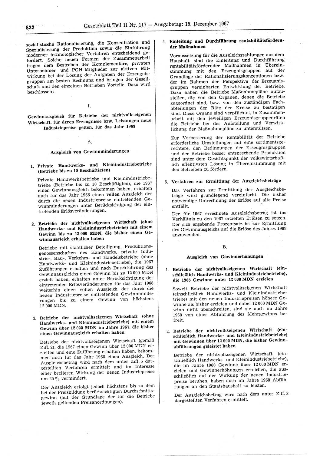 Gesetzblatt (GBl.) der Deutschen Demokratischen Republik (DDR) Teil ⅠⅠ 1967, Seite 822 (GBl. DDR ⅠⅠ 1967, S. 822)