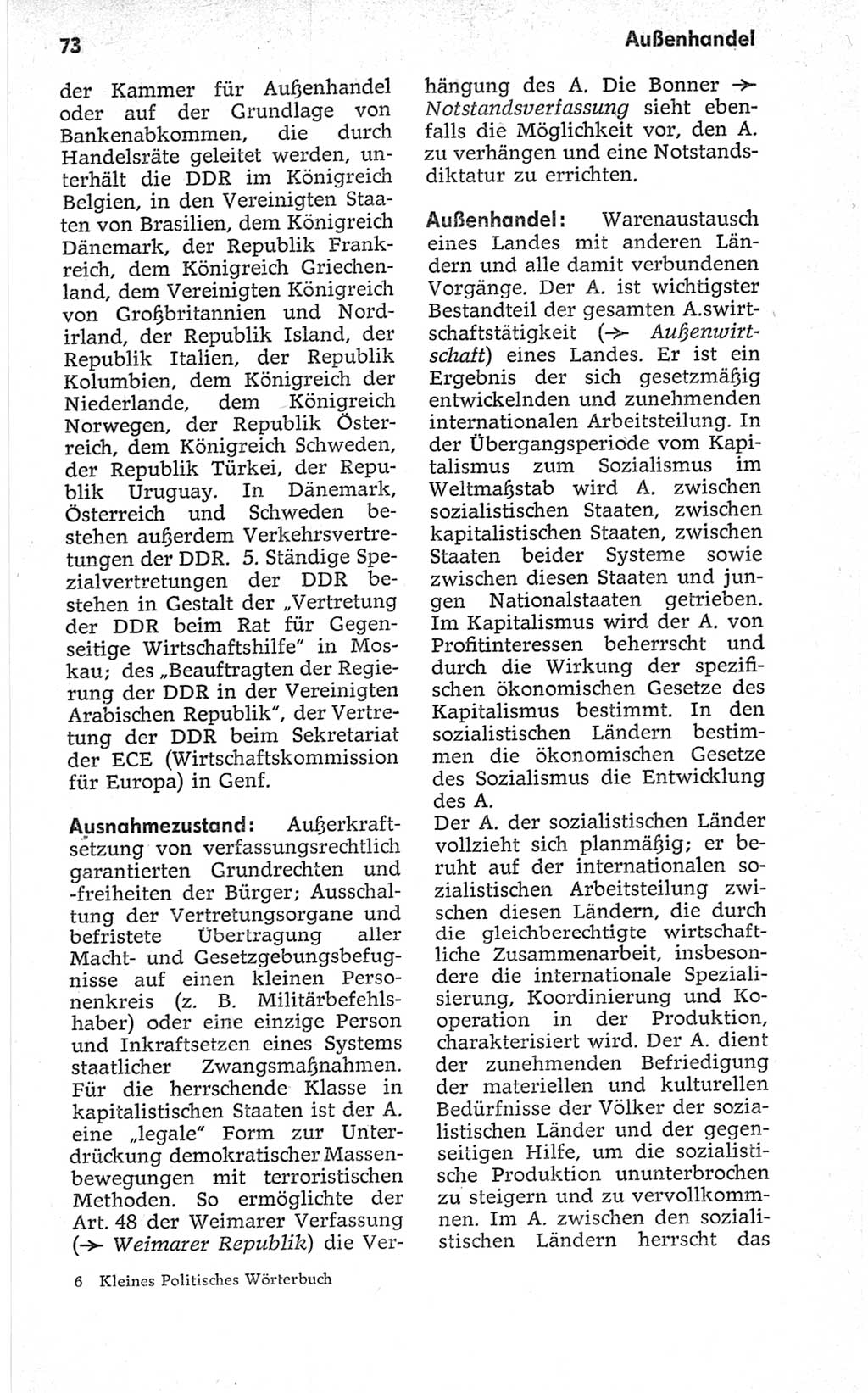 Kleines politisches Wörterbuch [Deutsche Demokratische Republik (DDR)] 1967, Seite 73 (Kl. pol. Wb. DDR 1967, S. 73)