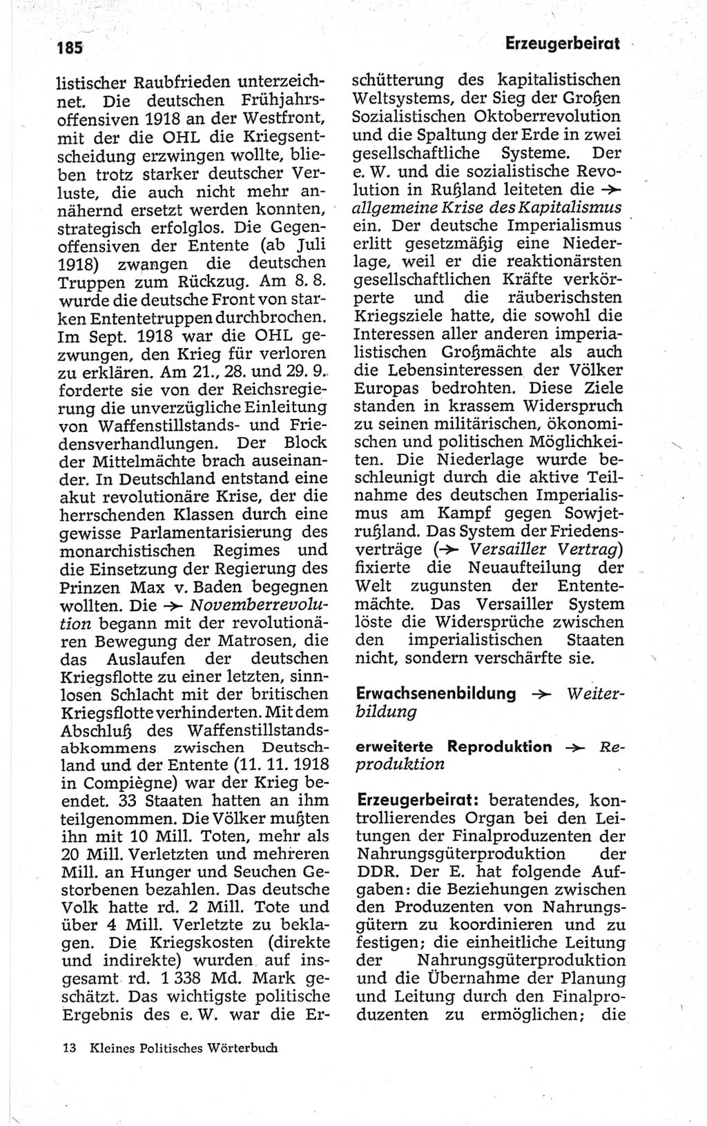 Kleines politisches Wörterbuch [Deutsche Demokratische Republik (DDR)] 1967, Seite 185 (Kl. pol. Wb. DDR 1967, S. 185)