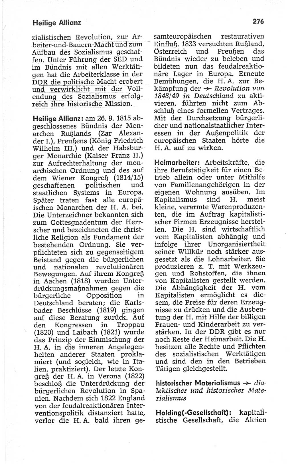 Kleines politisches Wörterbuch [Deutsche Demokratische Republik (DDR)] 1967, Seite 276 (Kl. pol. Wb. DDR 1967, S. 276)
