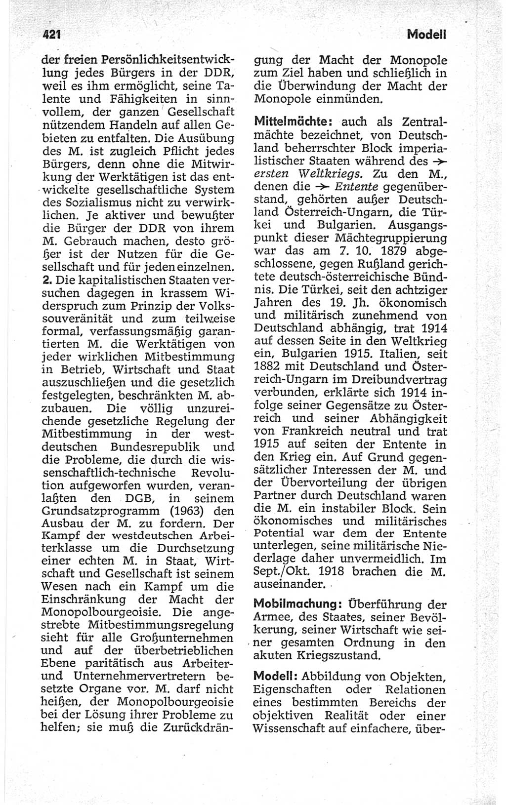 Kleines politisches Wörterbuch [Deutsche Demokratische Republik (DDR)] 1967, Seite 421 (Kl. pol. Wb. DDR 1967, S. 421)
