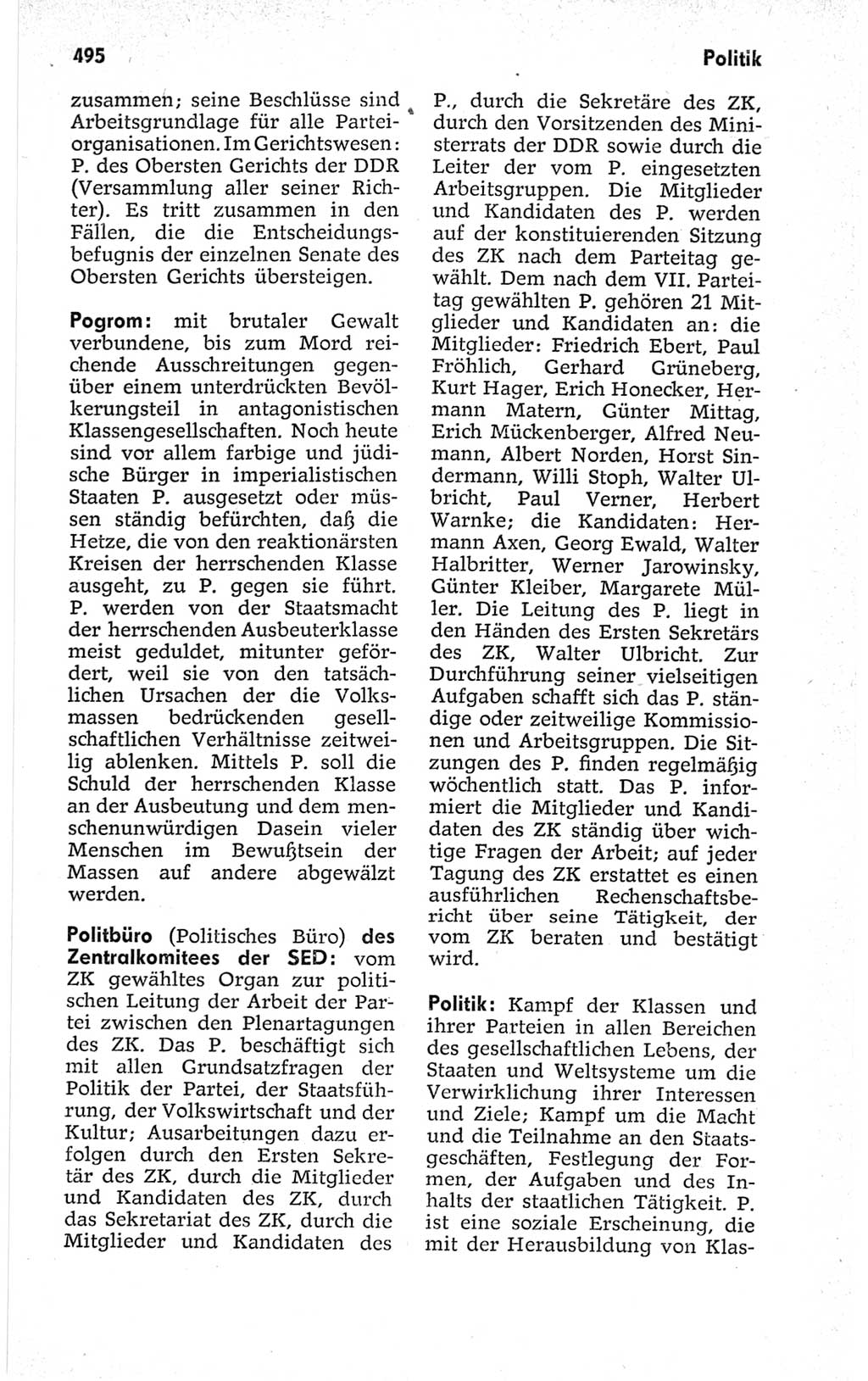 Kleines politisches Wörterbuch [Deutsche Demokratische Republik (DDR)] 1967, Seite 495 (Kl. pol. Wb. DDR 1967, S. 495)