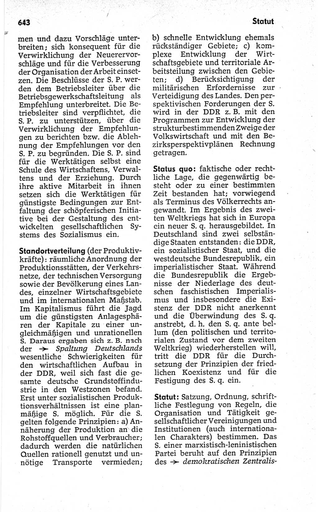 Kleines politisches Wörterbuch [Deutsche Demokratische Republik (DDR)] 1967, Seite 643 (Kl. pol. Wb. DDR 1967, S. 643)