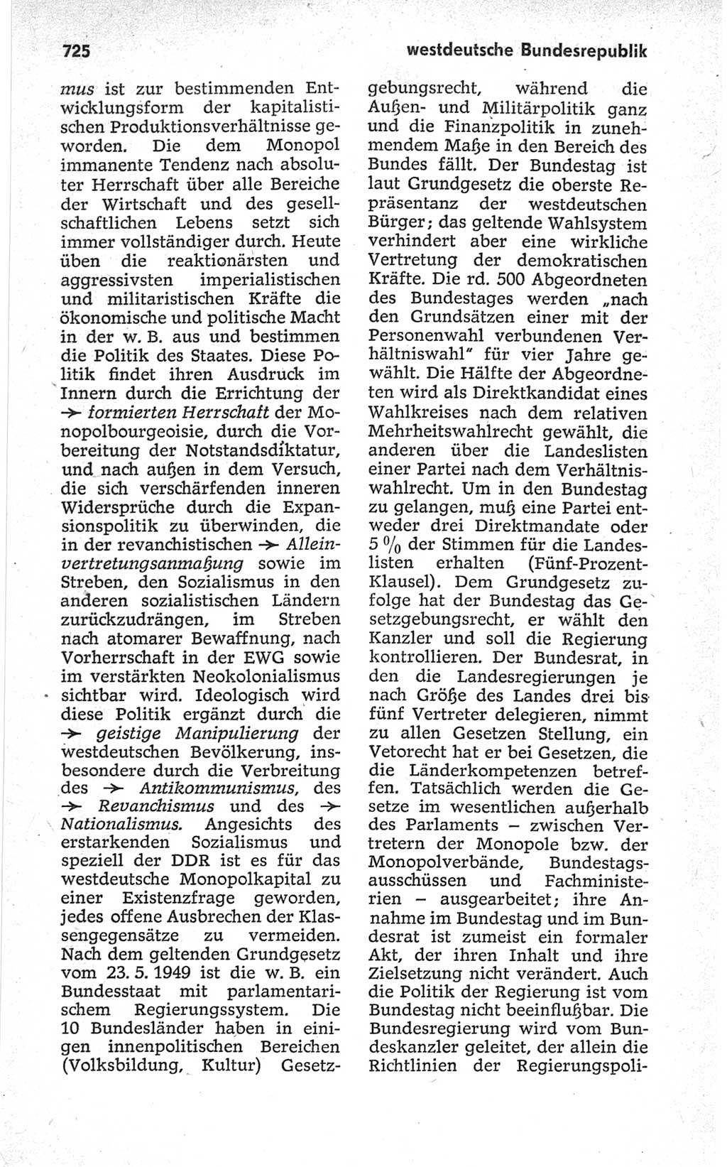 Kleines politisches Wörterbuch [Deutsche Demokratische Republik (DDR)] 1967, Seite 725 (Kl. pol. Wb. DDR 1967, S. 725)