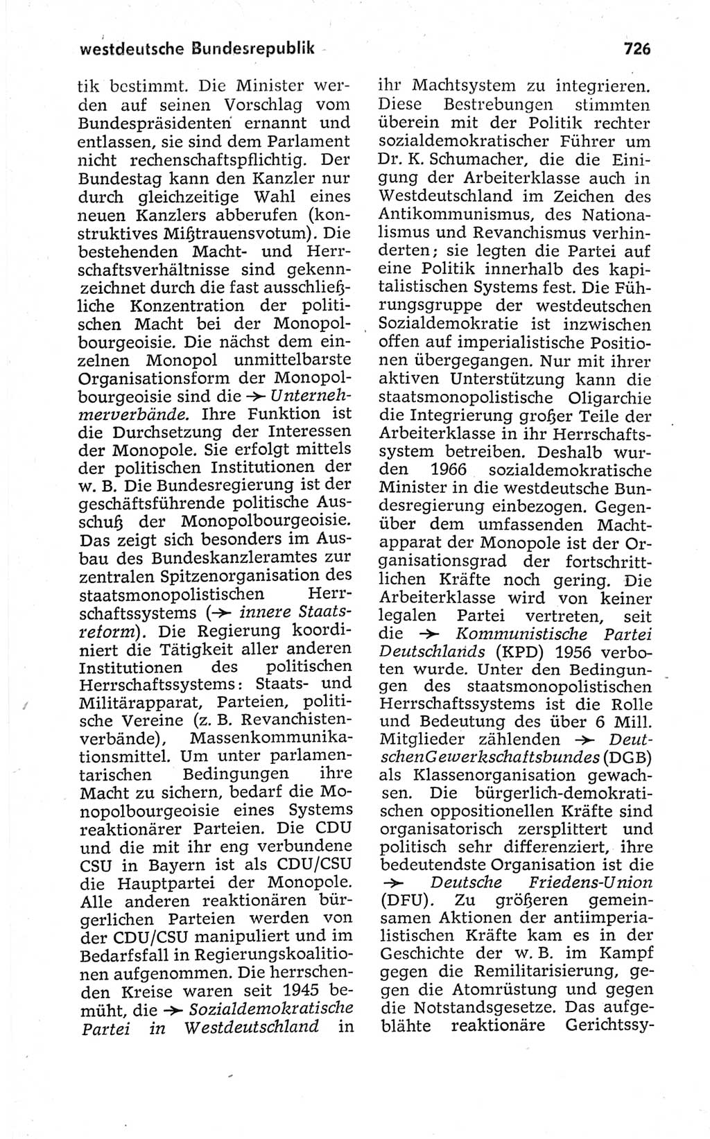 Kleines politisches Wörterbuch [Deutsche Demokratische Republik (DDR)] 1967, Seite 726 (Kl. pol. Wb. DDR 1967, S. 726)