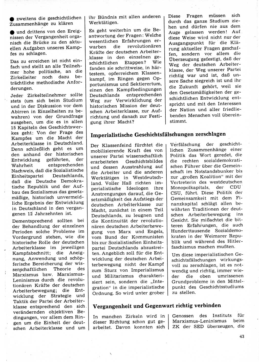 Neuer Weg (NW), Organ des Zentralkomitees (ZK) der SED (Sozialistische Einheitspartei Deutschlands) für Fragen des Parteilebens, 22. Jahrgang [Deutsche Demokratische Republik (DDR)] 1967, Seite 43 (NW ZK SED DDR 1967, S. 43)