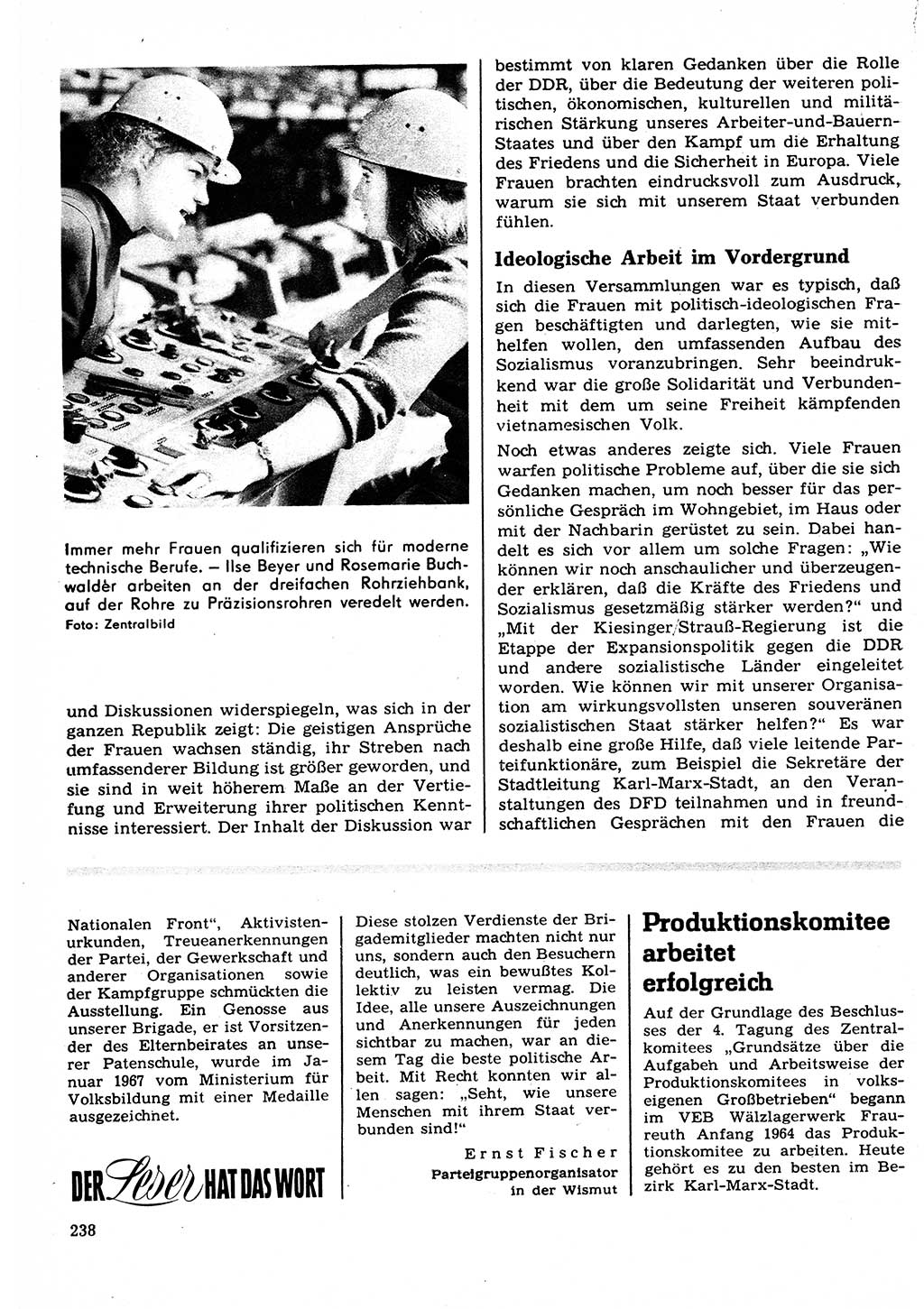 Neuer Weg (NW), Organ des Zentralkomitees (ZK) der SED (Sozialistische Einheitspartei Deutschlands) für Fragen des Parteilebens, 22. Jahrgang [Deutsche Demokratische Republik (DDR)] 1967, Seite 238 (NW ZK SED DDR 1967, S. 238)