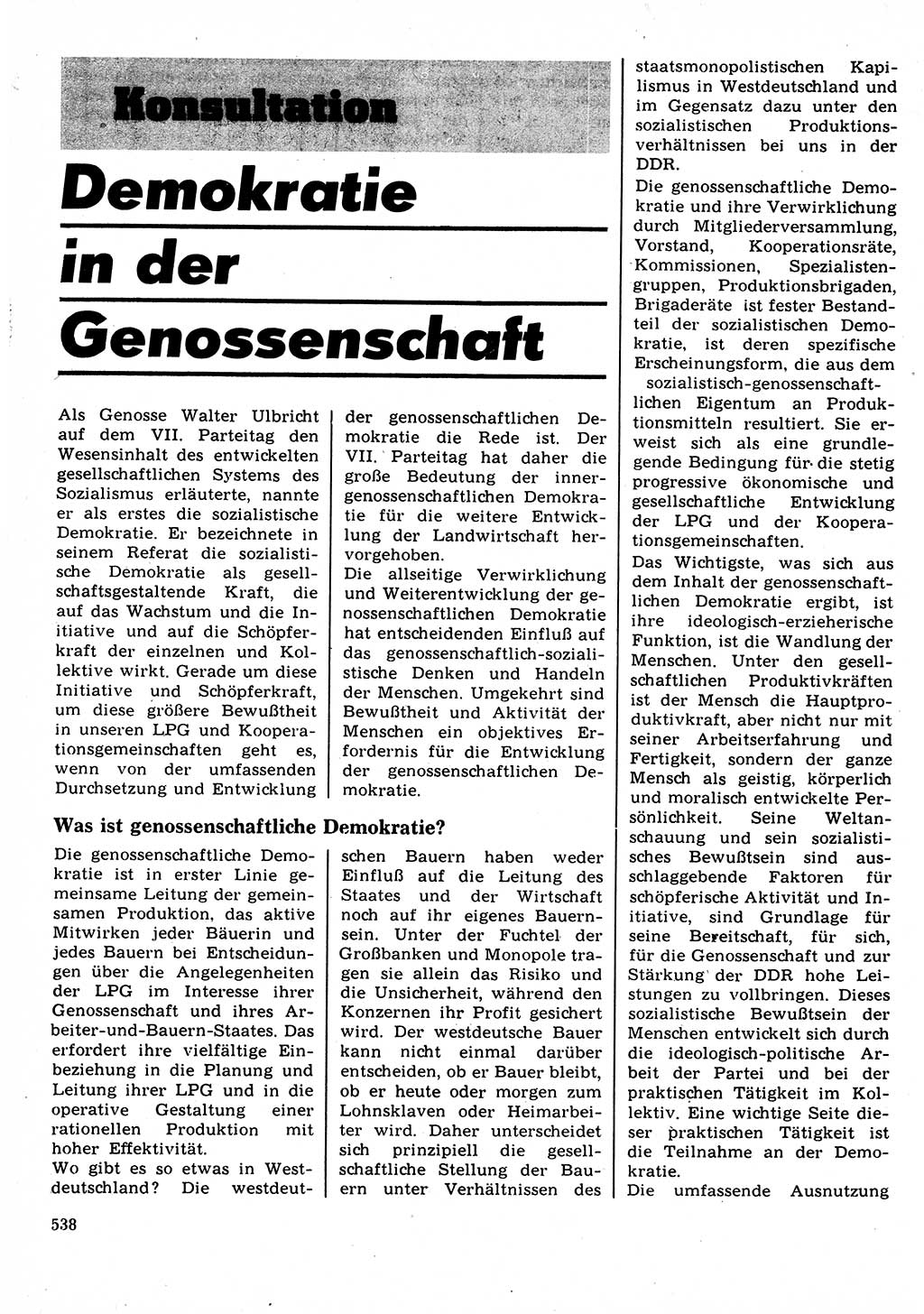 Neuer Weg (NW), Organ des Zentralkomitees (ZK) der SED (Sozialistische Einheitspartei Deutschlands) für Fragen des Parteilebens, 22. Jahrgang [Deutsche Demokratische Republik (DDR)] 1967, Seite 538 (NW ZK SED DDR 1967, S. 538)