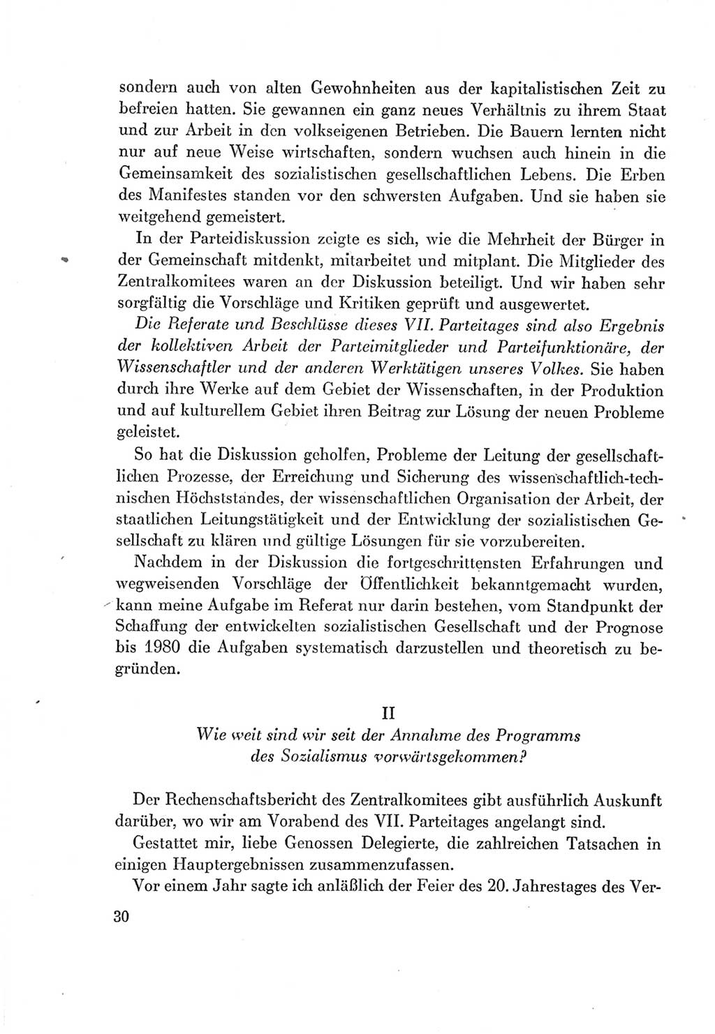 Protokoll der Verhandlungen des Ⅶ. Parteitages der Sozialistischen Einheitspartei Deutschlands (SED) [Deutsche Demokratische Republik (DDR)] 1967, Band Ⅰ, Seite 30 (Prot. Verh. Ⅶ. PT SED DDR 1967, Bd. Ⅰ, S. 30)