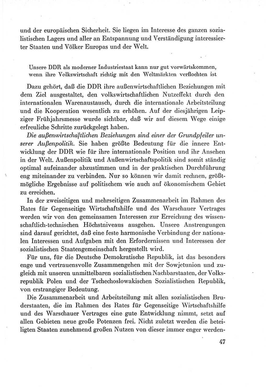 Protokoll der Verhandlungen des Ⅶ. Parteitages der Sozialistischen Einheitspartei Deutschlands (SED) [Deutsche Demokratische Republik (DDR)] 1967, Band Ⅰ, Seite 47 (Prot. Verh. Ⅶ. PT SED DDR 1967, Bd. Ⅰ, S. 47)