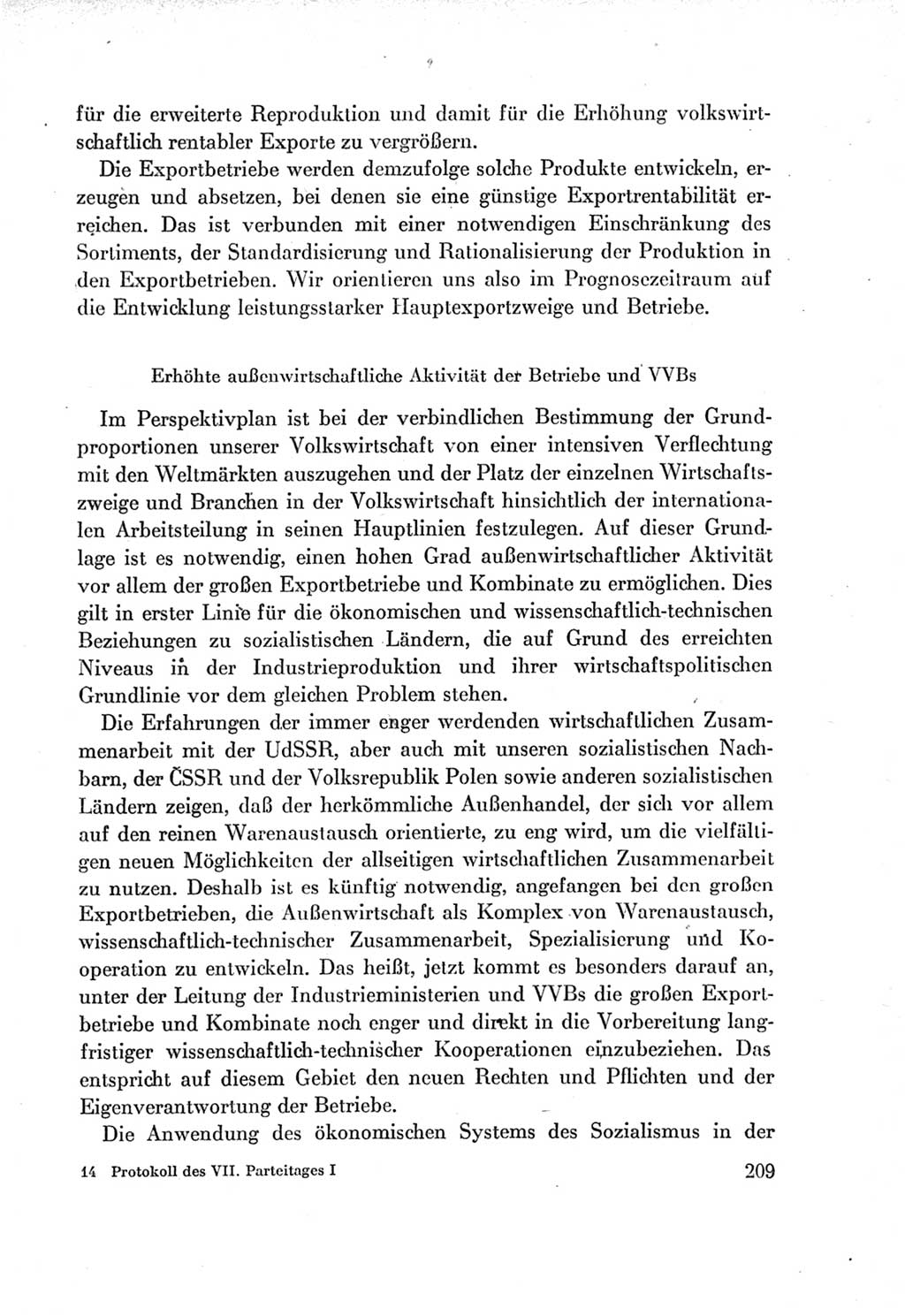 Protokoll der Verhandlungen des Ⅶ. Parteitages der Sozialistischen Einheitspartei Deutschlands (SED) [Deutsche Demokratische Republik (DDR)] 1967, Band Ⅰ, Seite 209 (Prot. Verh. Ⅶ. PT SED DDR 1967, Bd. Ⅰ, S. 209)