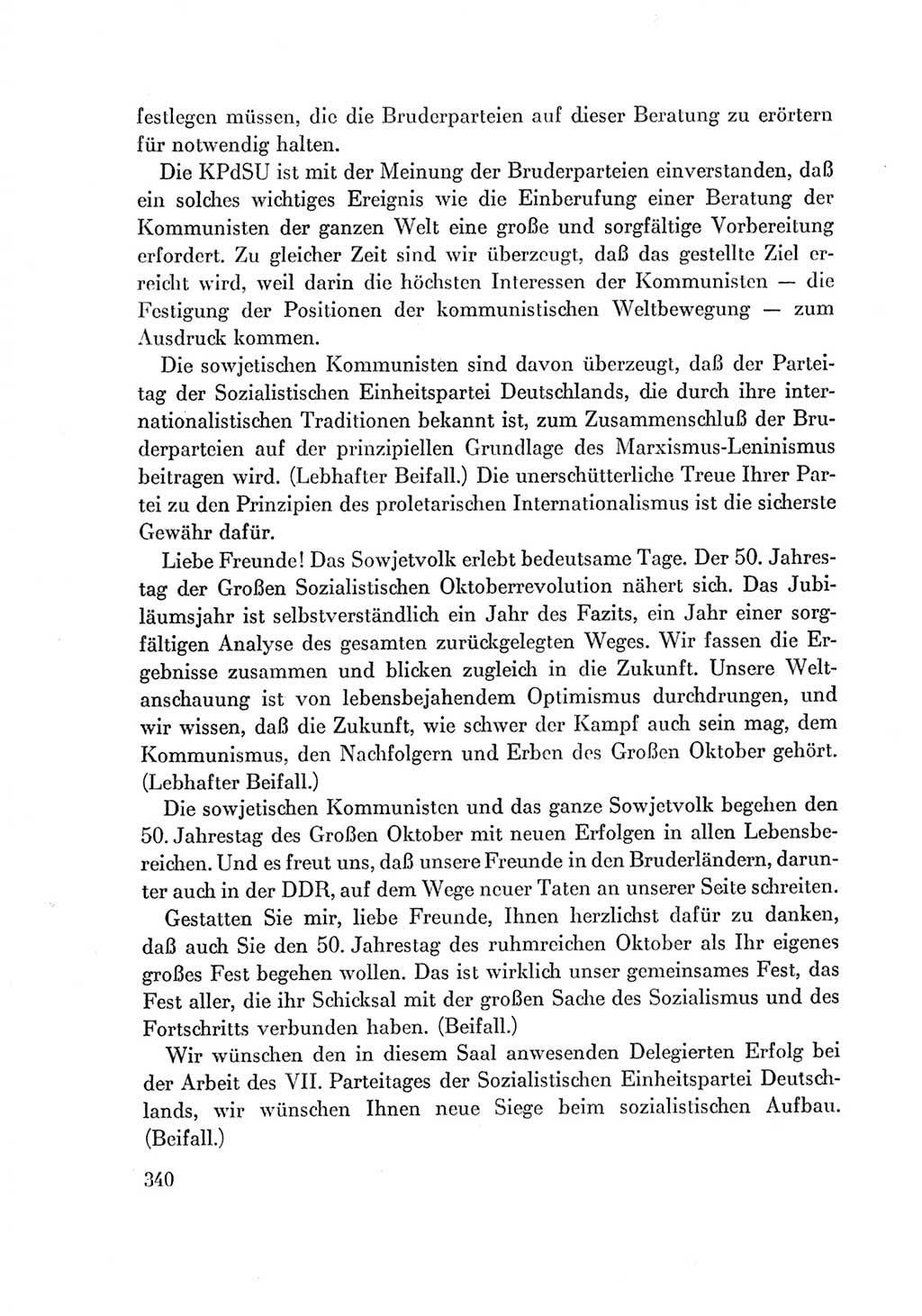 Protokoll der Verhandlungen des Ⅶ. Parteitages der Sozialistischen Einheitspartei Deutschlands (SED) [Deutsche Demokratische Republik (DDR)] 1967, Band Ⅰ, Seite 340 (Prot. Verh. Ⅶ. PT SED DDR 1967, Bd. Ⅰ, S. 340)