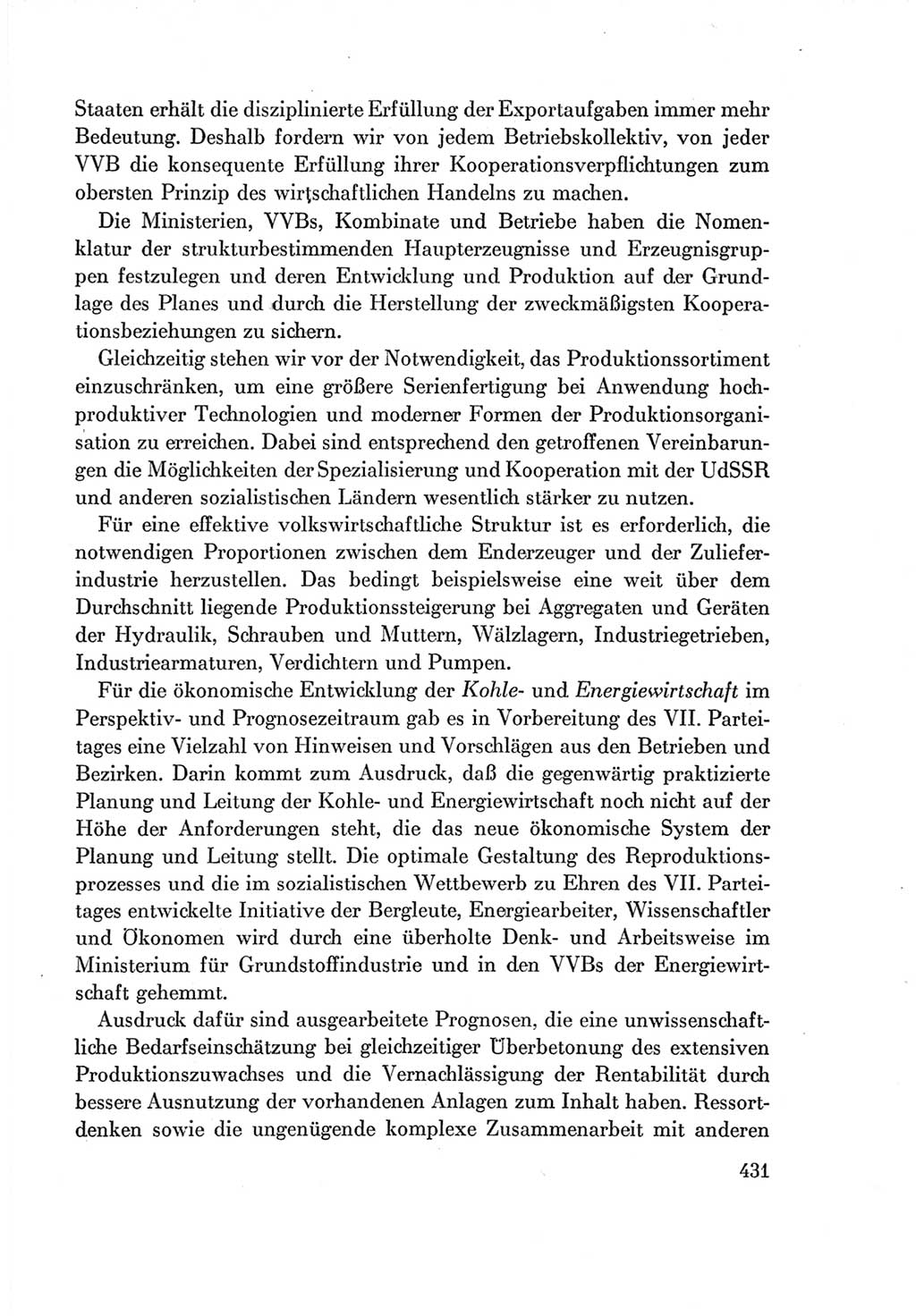 Protokoll der Verhandlungen des Ⅶ. Parteitages der Sozialistischen Einheitspartei Deutschlands (SED) [Deutsche Demokratische Republik (DDR)] 1967, Band Ⅰ, Seite 431 (Prot. Verh. Ⅶ. PT SED DDR 1967, Bd. Ⅰ, S. 431)