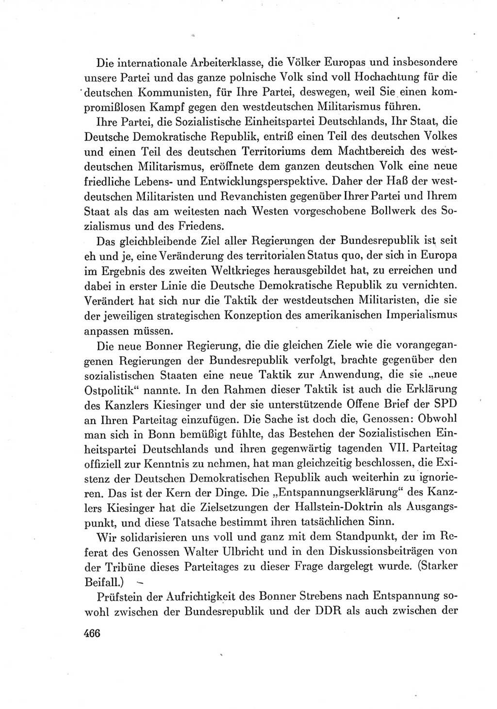 Protokoll der Verhandlungen des Ⅶ. Parteitages der Sozialistischen Einheitspartei Deutschlands (SED) [Deutsche Demokratische Republik (DDR)] 1967, Band Ⅰ, Seite 466 (Prot. Verh. Ⅶ. PT SED DDR 1967, Bd. Ⅰ, S. 466)