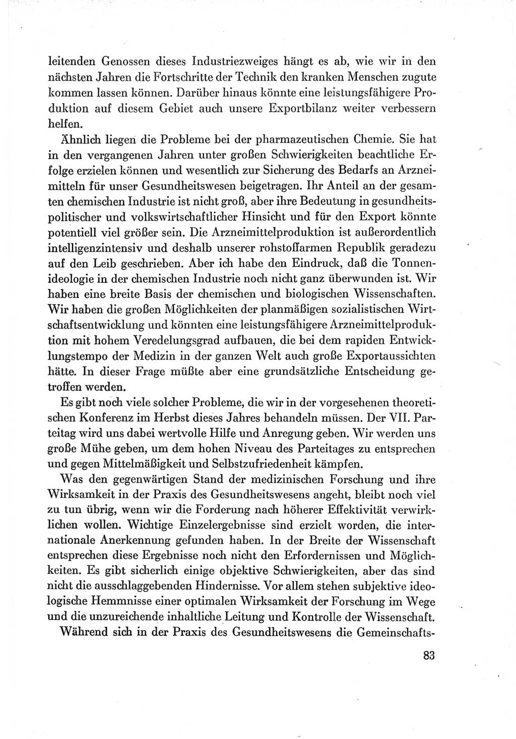 Protokoll der Verhandlungen des Ⅶ. Parteitages der Sozialistischen Einheitspartei Deutschlands (SED) [Deutsche Demokratische Republik (DDR)] 1967, Band Ⅱ, Seite 83 (Prot. Verh. Ⅶ. PT SED DDR 1967, Bd. Ⅱ, S. 83)