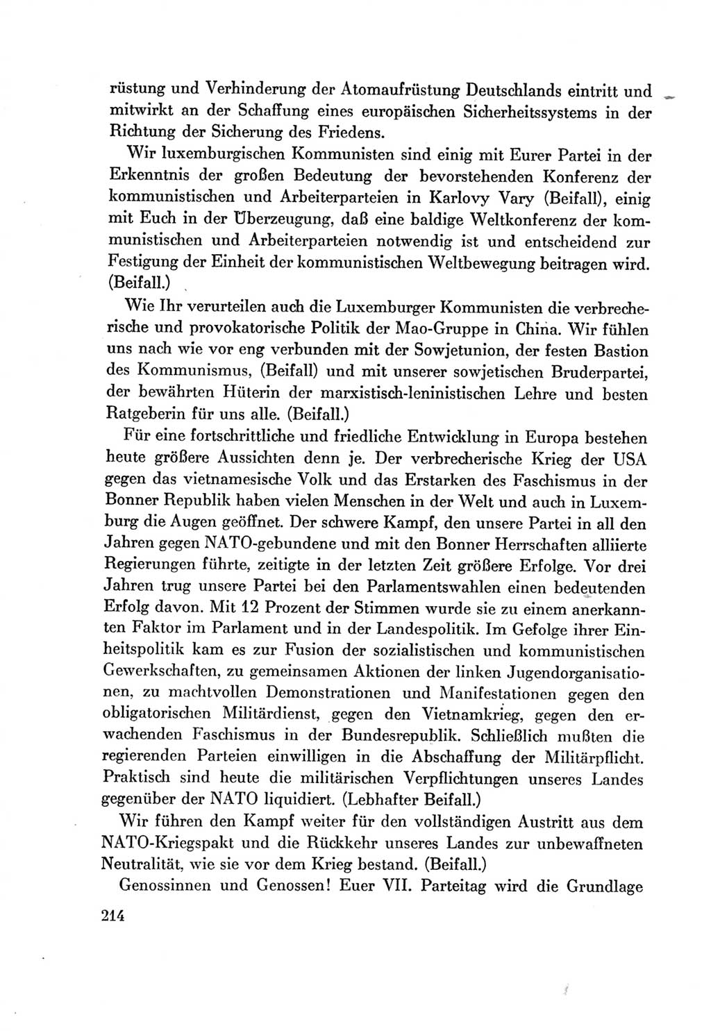 Protokoll der Verhandlungen des Ⅶ. Parteitages der Sozialistischen Einheitspartei Deutschlands (SED) [Deutsche Demokratische Republik (DDR)] 1967, Band Ⅱ, Seite 214 (Prot. Verh. Ⅶ. PT SED DDR 1967, Bd. Ⅱ, S. 214)