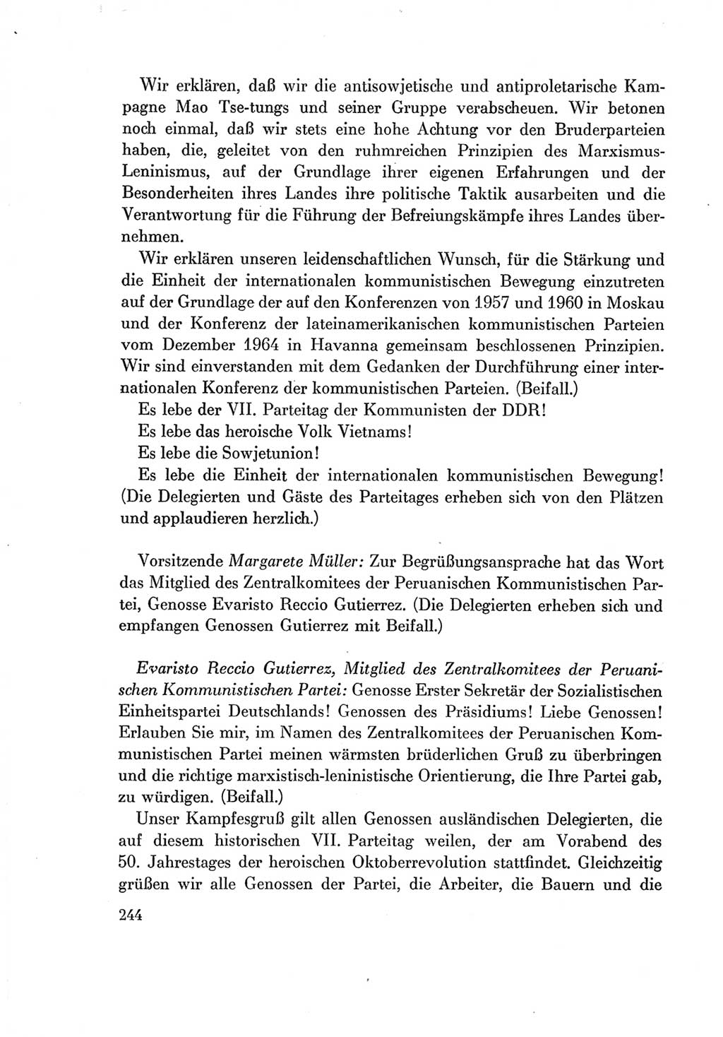 Protokoll der Verhandlungen des Ⅶ. Parteitages der Sozialistischen Einheitspartei Deutschlands (SED) [Deutsche Demokratische Republik (DDR)] 1967, Band Ⅱ, Seite 244 (Prot. Verh. Ⅶ. PT SED DDR 1967, Bd. Ⅱ, S. 244)