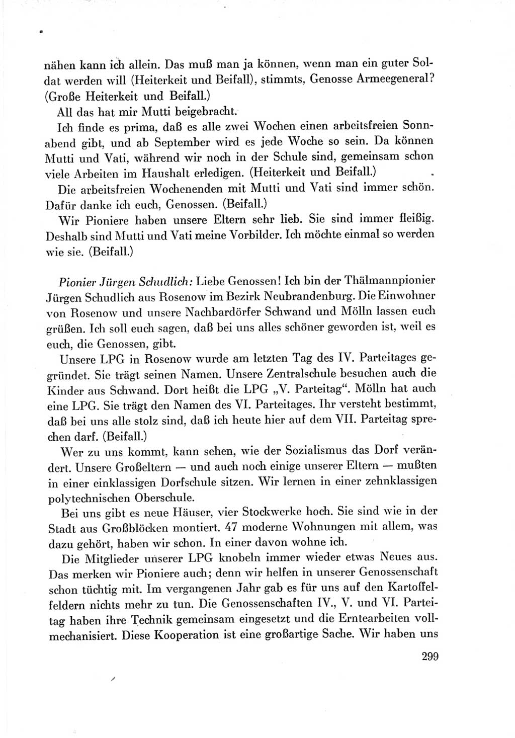 Protokoll der Verhandlungen des Ⅶ. Parteitages der Sozialistischen Einheitspartei Deutschlands (SED) [Deutsche Demokratische Republik (DDR)] 1967, Band Ⅱ, Seite 299 (Prot. Verh. Ⅶ. PT SED DDR 1967, Bd. Ⅱ, S. 299)