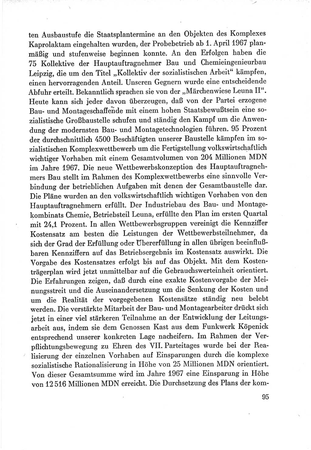 Protokoll der Verhandlungen des Ⅶ. Parteitages der Sozialistischen Einheitspartei Deutschlands (SED) [Deutsche Demokratische Republik (DDR)] 1967, Band Ⅲ, Seite 95 (Prot. Verh. Ⅶ. PT SED DDR 1967, Bd. Ⅲ, S. 95)