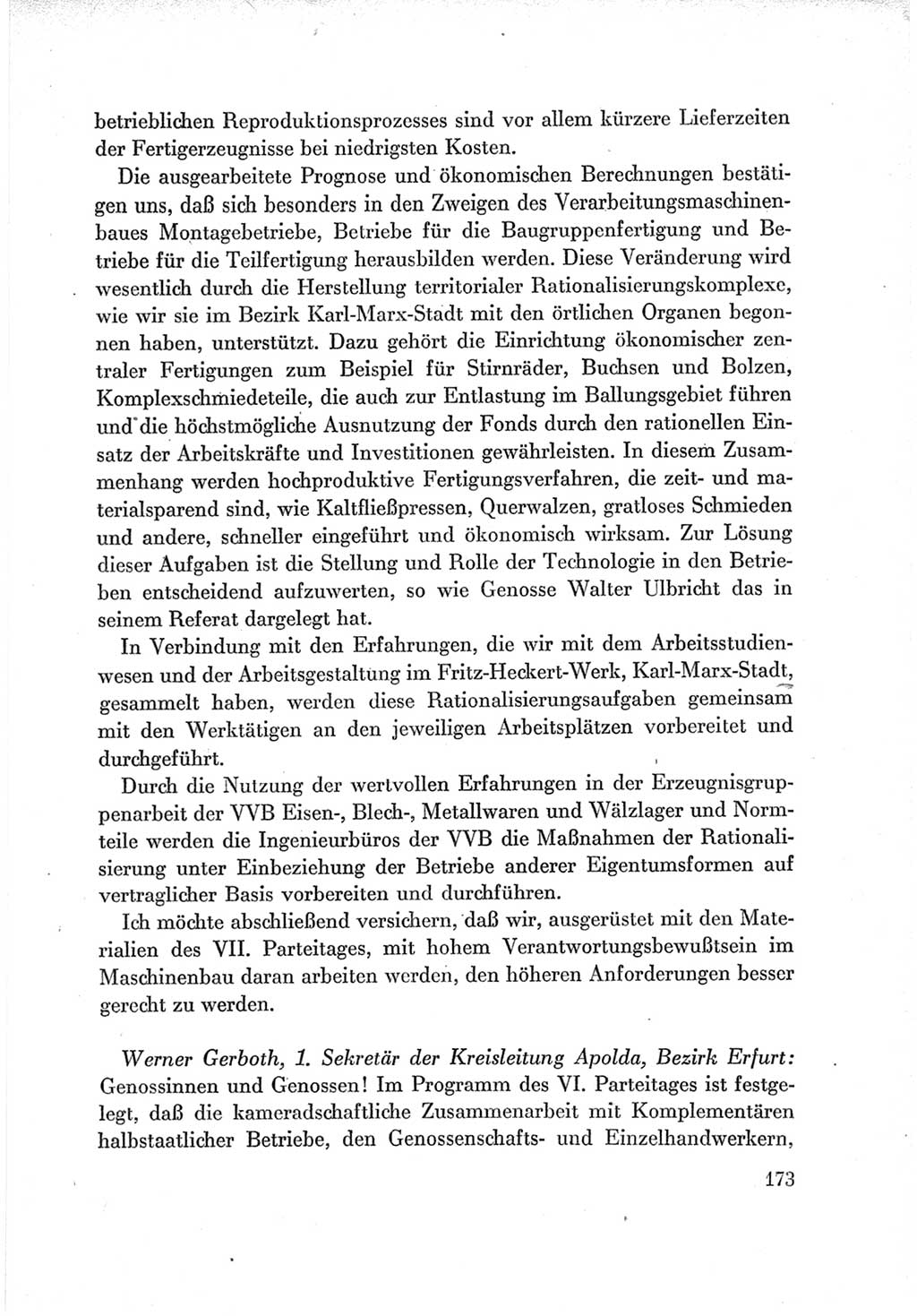 Protokoll der Verhandlungen des Ⅶ. Parteitages der Sozialistischen Einheitspartei Deutschlands (SED) [Deutsche Demokratische Republik (DDR)] 1967, Band Ⅲ, Seite 173 (Prot. Verh. Ⅶ. PT SED DDR 1967, Bd. Ⅲ, S. 173)
