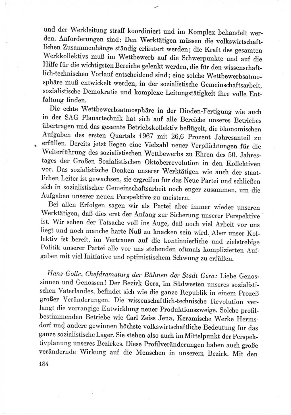 Protokoll der Verhandlungen des Ⅶ. Parteitages der Sozialistischen Einheitspartei Deutschlands (SED) [Deutsche Demokratische Republik (DDR)] 1967, Band Ⅲ, Seite 184 (Prot. Verh. Ⅶ. PT SED DDR 1967, Bd. Ⅲ, S. 184)