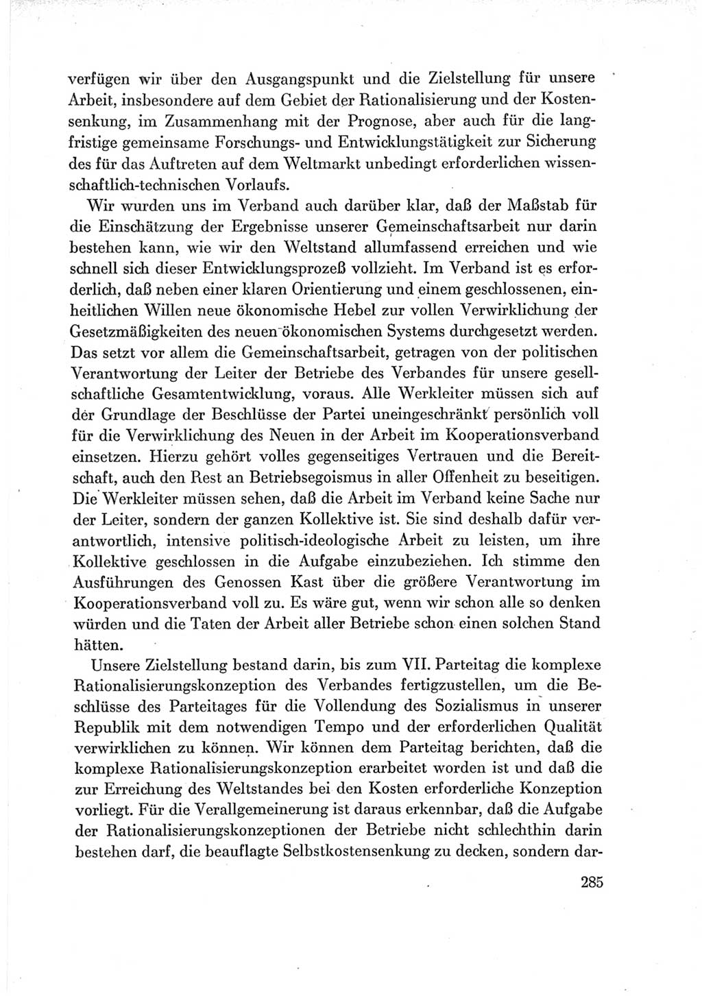 Protokoll der Verhandlungen des Ⅶ. Parteitages der Sozialistischen Einheitspartei Deutschlands (SED) [Deutsche Demokratische Republik (DDR)] 1967, Band Ⅲ, Seite 285 (Prot. Verh. Ⅶ. PT SED DDR 1967, Bd. Ⅲ, S. 285)