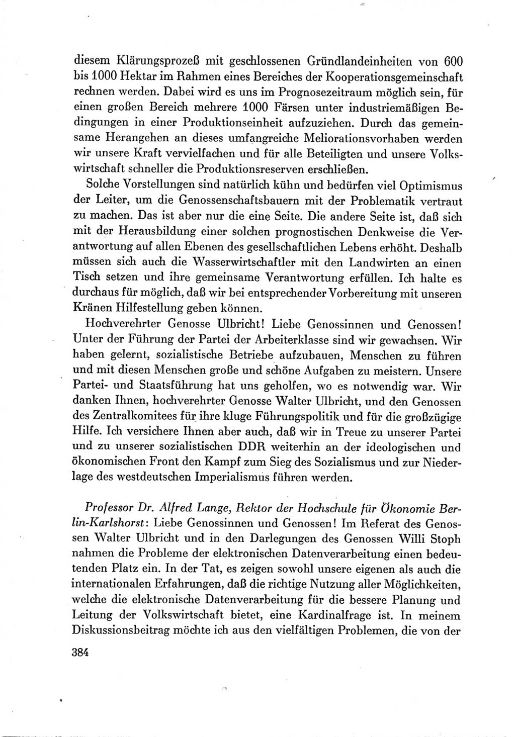 Protokoll der Verhandlungen des Ⅶ. Parteitages der Sozialistischen Einheitspartei Deutschlands (SED) [Deutsche Demokratische Republik (DDR)] 1967, Band Ⅲ, Seite 384 (Prot. Verh. Ⅶ. PT SED DDR 1967, Bd. Ⅲ, S. 384)