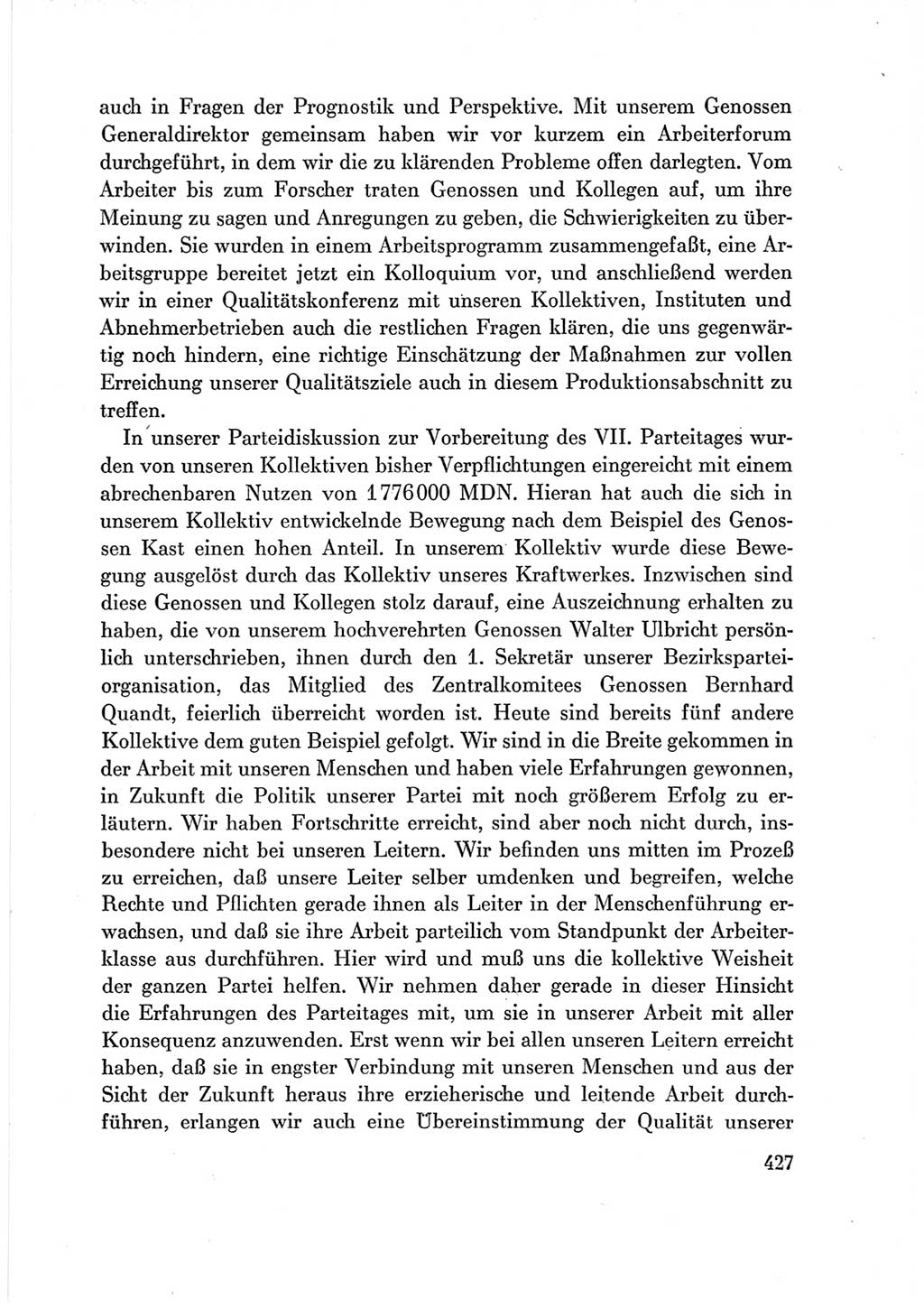 Protokoll der Verhandlungen des Ⅶ. Parteitages der Sozialistischen Einheitspartei Deutschlands (SED) [Deutsche Demokratische Republik (DDR)] 1967, Band Ⅲ, Seite 427 (Prot. Verh. Ⅶ. PT SED DDR 1967, Bd. Ⅲ, S. 427)