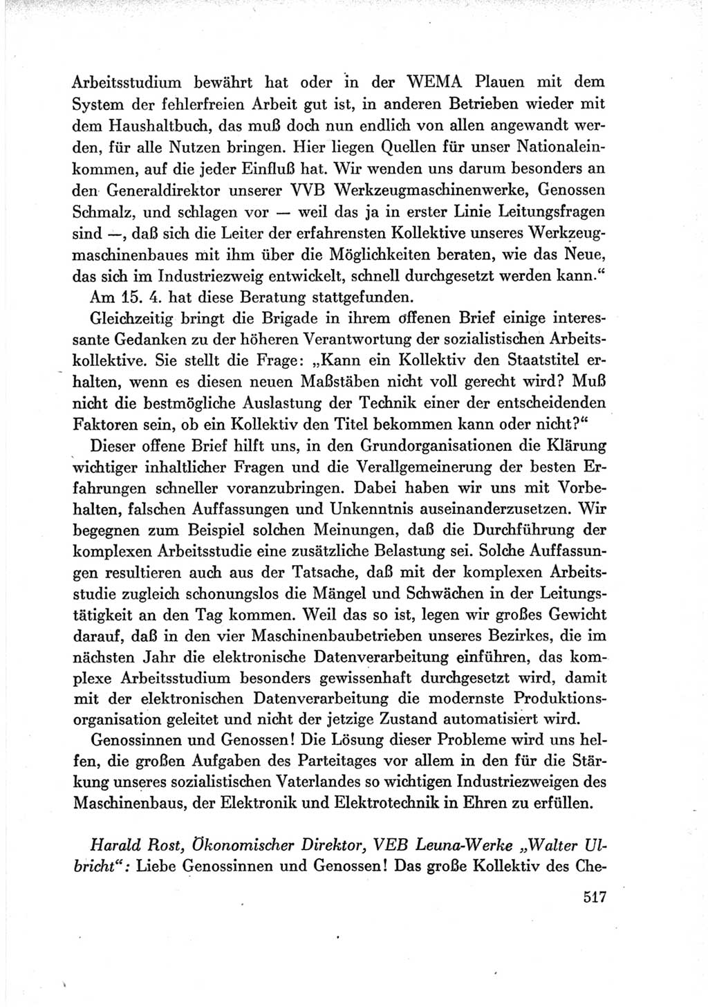 Protokoll der Verhandlungen des Ⅶ. Parteitages der Sozialistischen Einheitspartei Deutschlands (SED) [Deutsche Demokratische Republik (DDR)] 1967, Band Ⅲ, Seite 517 (Prot. Verh. Ⅶ. PT SED DDR 1967, Bd. Ⅲ, S. 517)