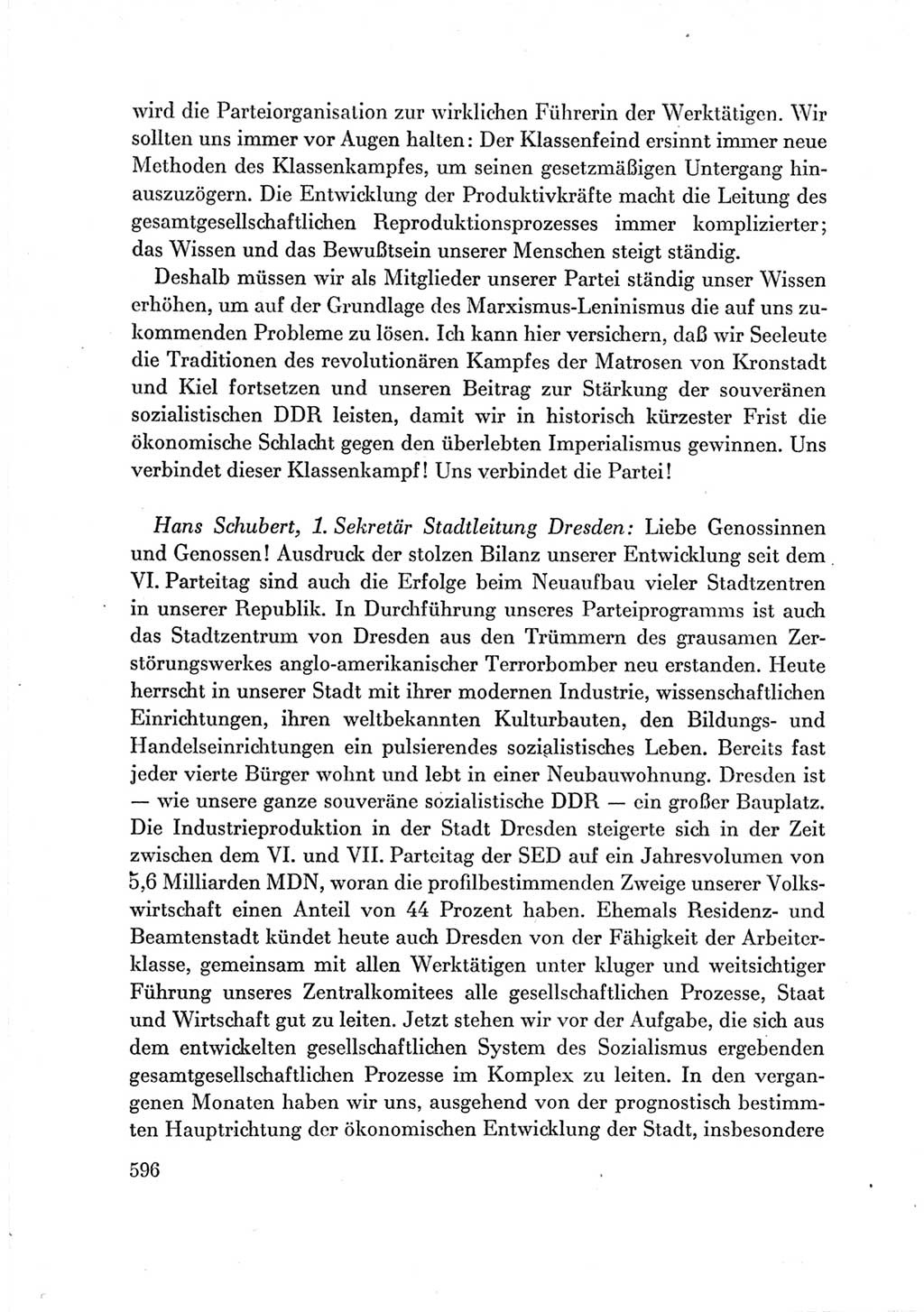 Protokoll der Verhandlungen des Ⅶ. Parteitages der Sozialistischen Einheitspartei Deutschlands (SED) [Deutsche Demokratische Republik (DDR)] 1967, Band Ⅲ, Seite 596 (Prot. Verh. Ⅶ. PT SED DDR 1967, Bd. Ⅲ, S. 596)