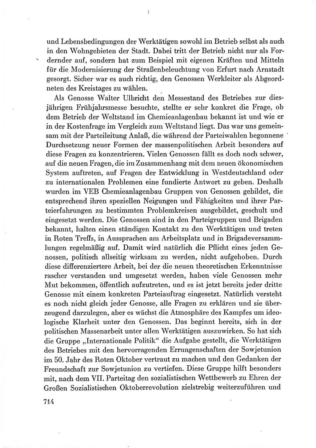 Protokoll der Verhandlungen des Ⅶ. Parteitages der Sozialistischen Einheitspartei Deutschlands (SED) [Deutsche Demokratische Republik (DDR)] 1967, Band Ⅲ, Seite 714 (Prot. Verh. Ⅶ. PT SED DDR 1967, Bd. Ⅲ, S. 714)