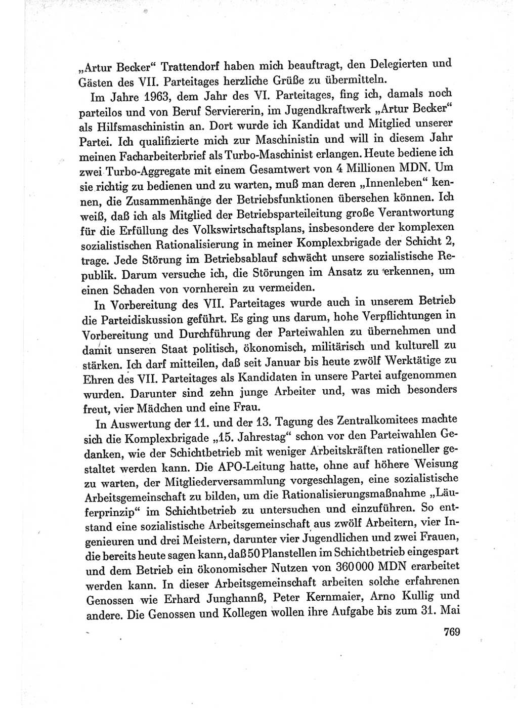 Protokoll der Verhandlungen des Ⅶ. Parteitages der Sozialistischen Einheitspartei Deutschlands (SED) [Deutsche Demokratische Republik (DDR)] 1967, Band Ⅲ, Seite 769 (Prot. Verh. Ⅶ. PT SED DDR 1967, Bd. Ⅲ, S. 769)