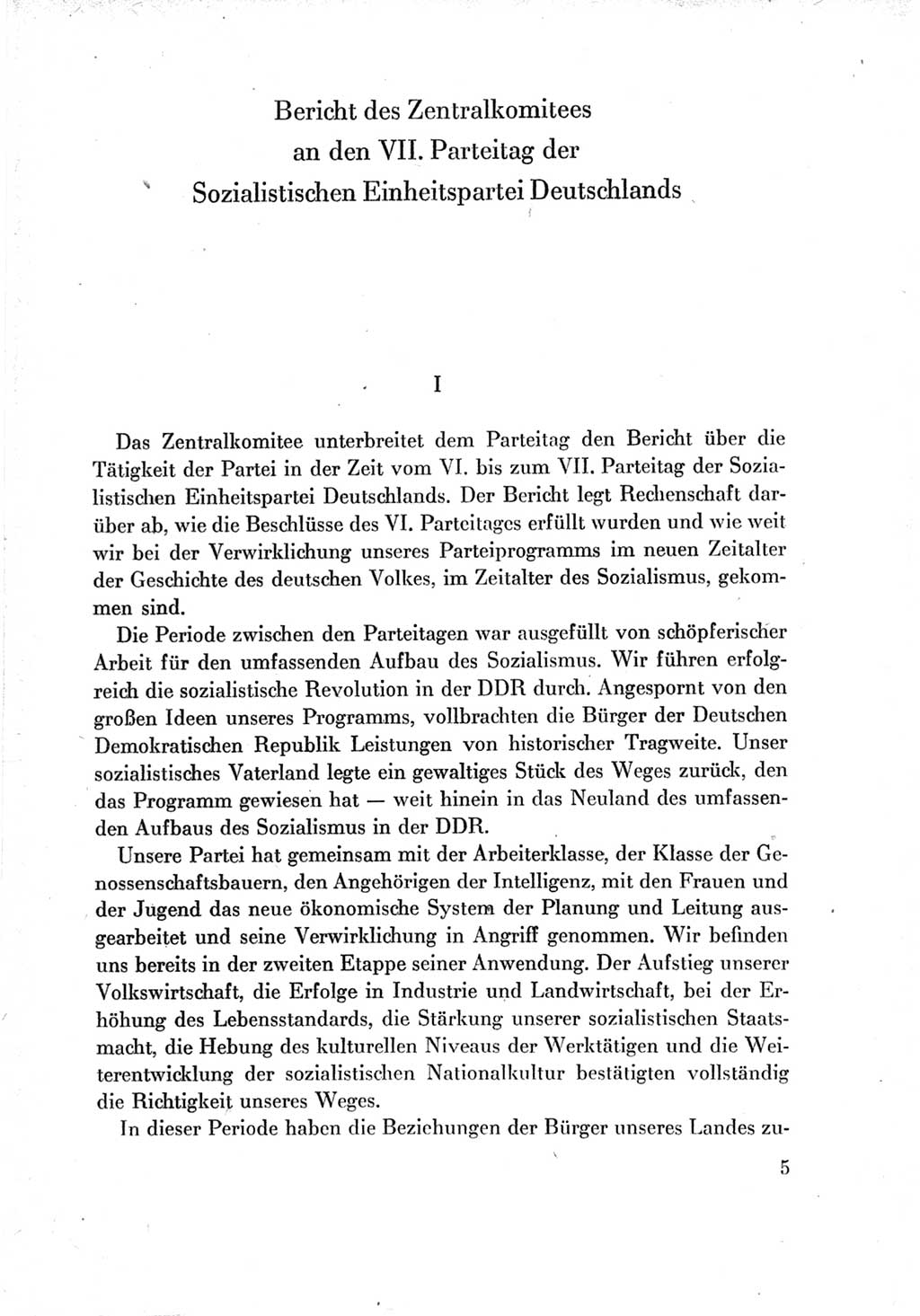Protokoll der Verhandlungen des Ⅶ. Parteitages der Sozialistischen Einheitspartei Deutschlands (SED) [Deutsche Demokratische Republik (DDR)] 1967, Band Ⅳ, Seite 5 (Prot. Verh. Ⅶ. PT SED DDR 1967, Bd. Ⅳ, S. 5)