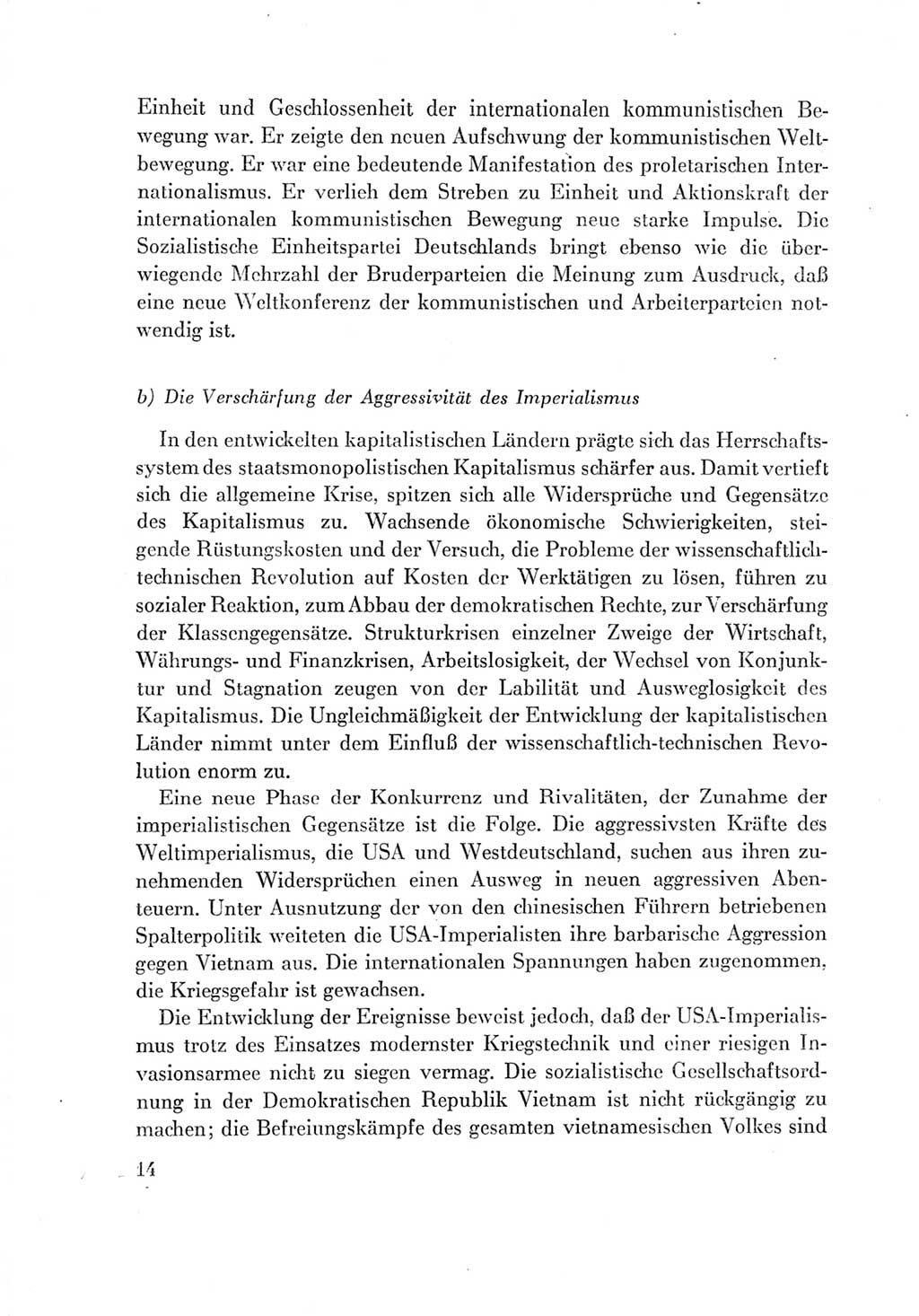 Protokoll der Verhandlungen des Ⅶ. Parteitages der Sozialistischen Einheitspartei Deutschlands (SED) [Deutsche Demokratische Republik (DDR)] 1967, Band Ⅳ, Seite 14 (Prot. Verh. Ⅶ. PT SED DDR 1967, Bd. Ⅳ, S. 14)