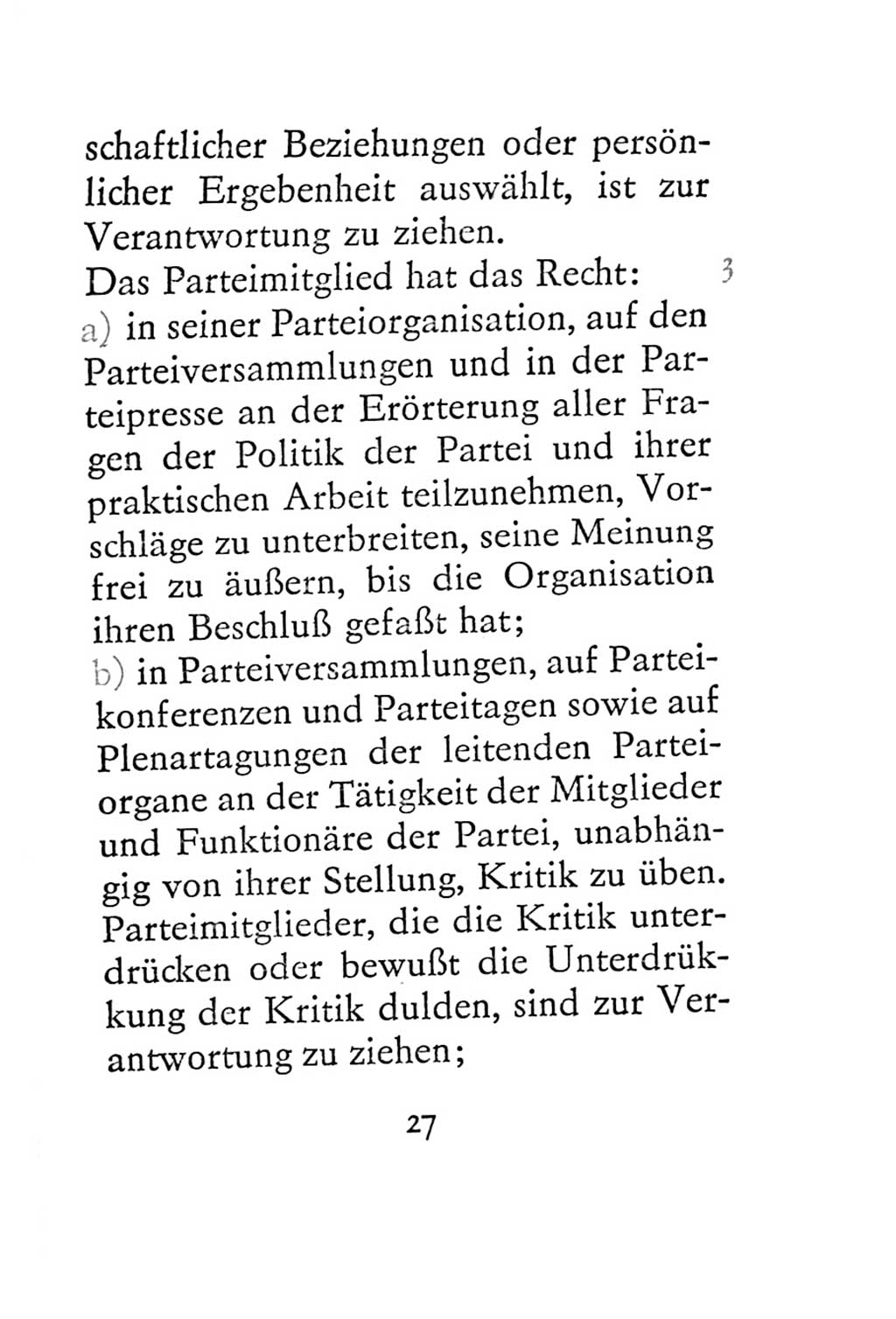 Statut der Sozialistischen Einheitspartei Deutschlands (SED) 1967, Seite 27 (St. SED DDR 1967, S. 27)