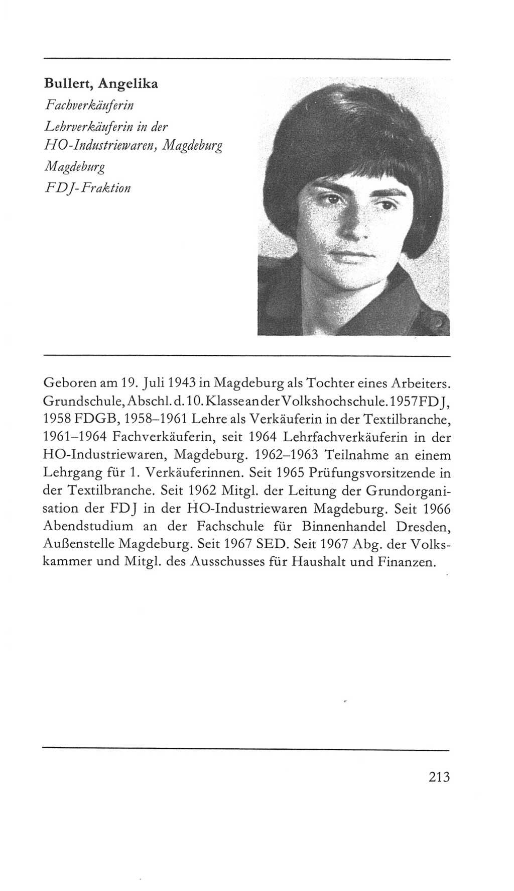 Volkskammer (VK) der Deutschen Demokratischen Republik (DDR) 5. Wahlperiode 1967-1971, Seite 213 (VK. DDR 5. WP. 1967-1971, S. 213)