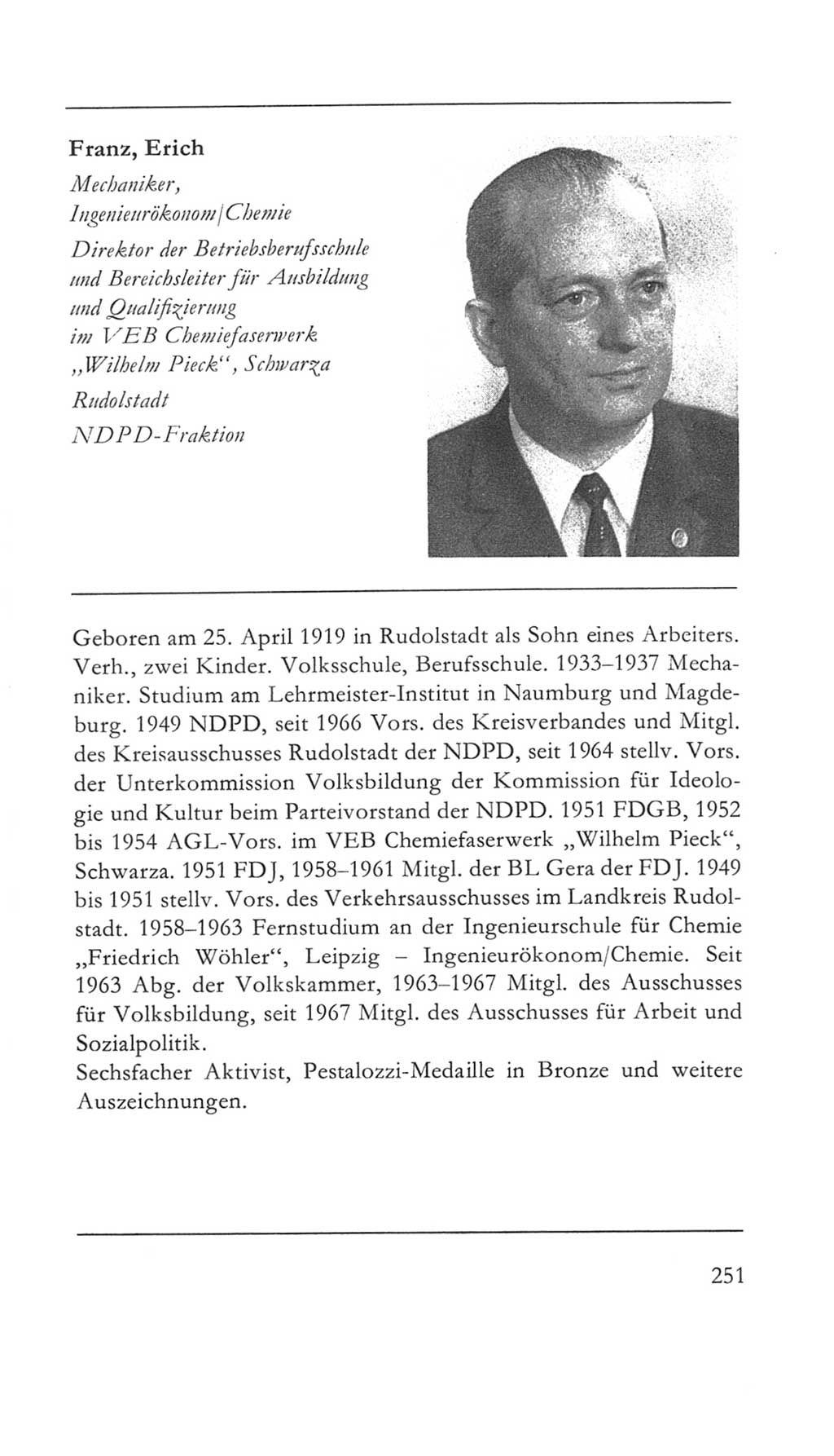 Volkskammer (VK) der Deutschen Demokratischen Republik (DDR) 5. Wahlperiode 1967-1971, Seite 251 (VK. DDR 5. WP. 1967-1971, S. 251)