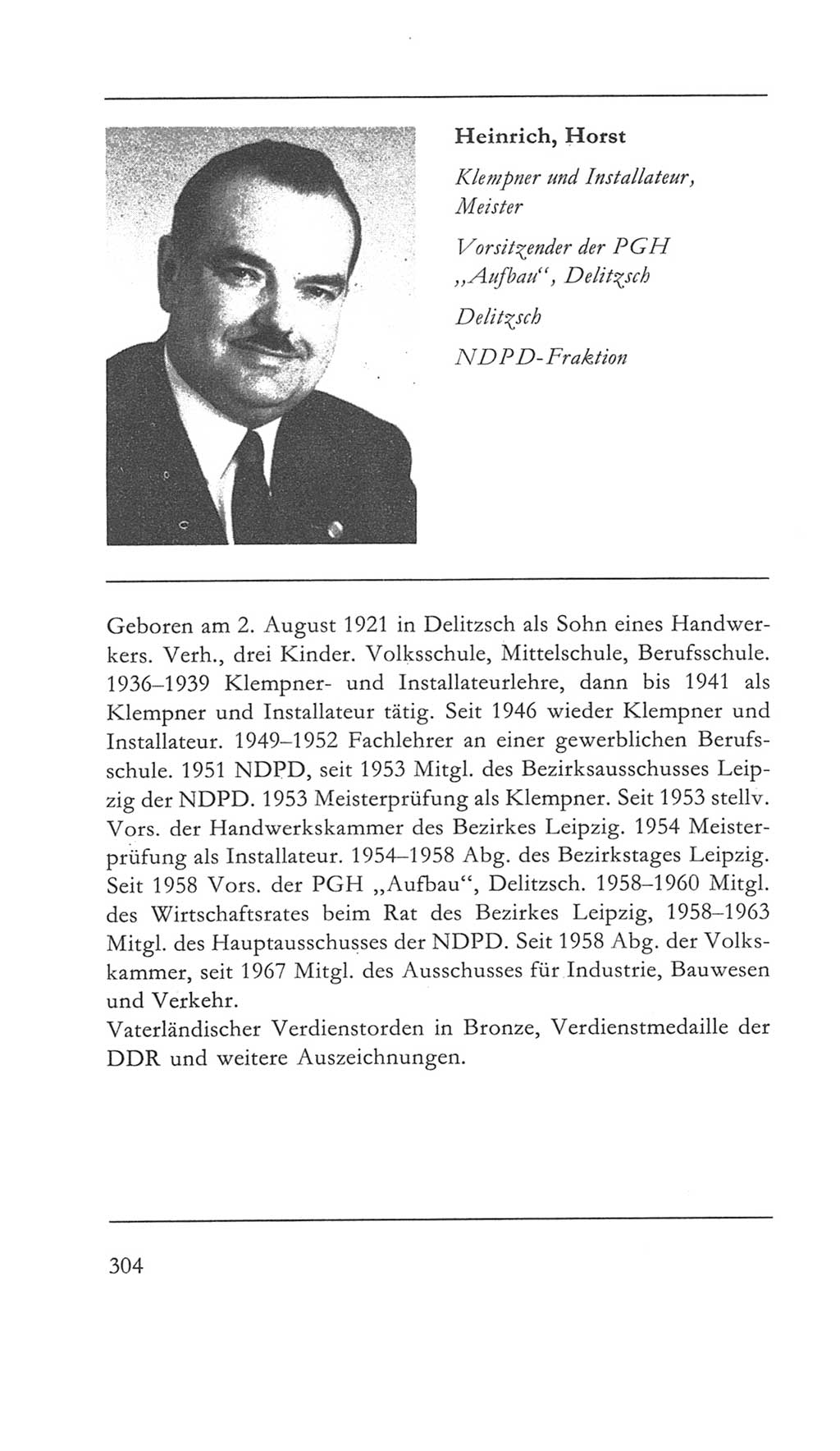 Volkskammer (VK) der Deutschen Demokratischen Republik (DDR) 5. Wahlperiode 1967-1971, Seite 304 (VK. DDR 5. WP. 1967-1971, S. 304)