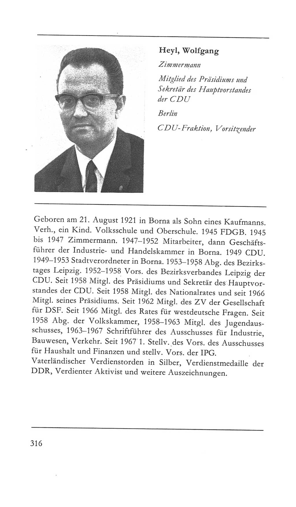 Volkskammer (VK) der Deutschen Demokratischen Republik (DDR) 5. Wahlperiode 1967-1971, Seite 316 (VK. DDR 5. WP. 1967-1971, S. 316)