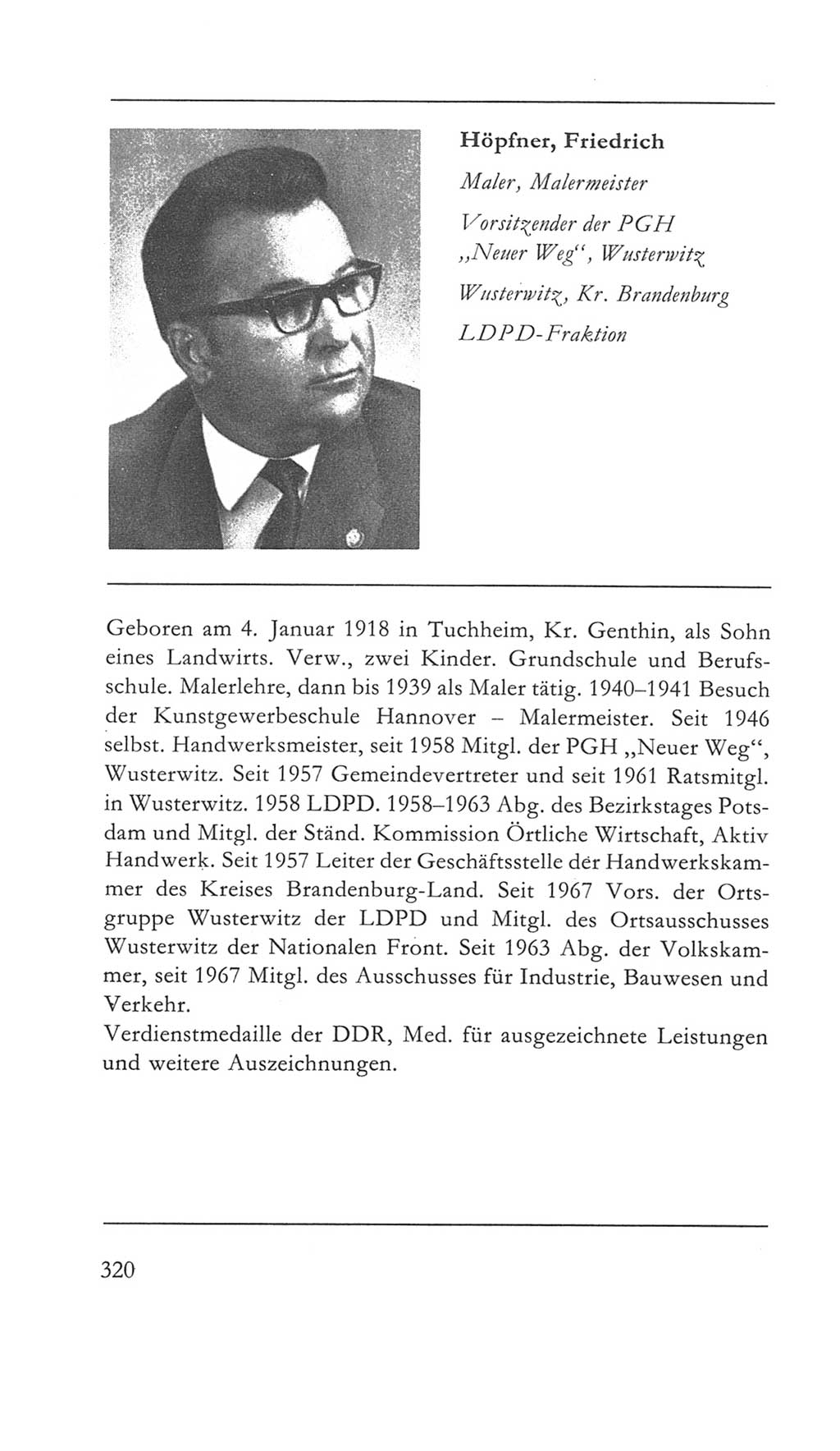 Volkskammer (VK) der Deutschen Demokratischen Republik (DDR) 5. Wahlperiode 1967-1971, Seite 320 (VK. DDR 5. WP. 1967-1971, S. 320)